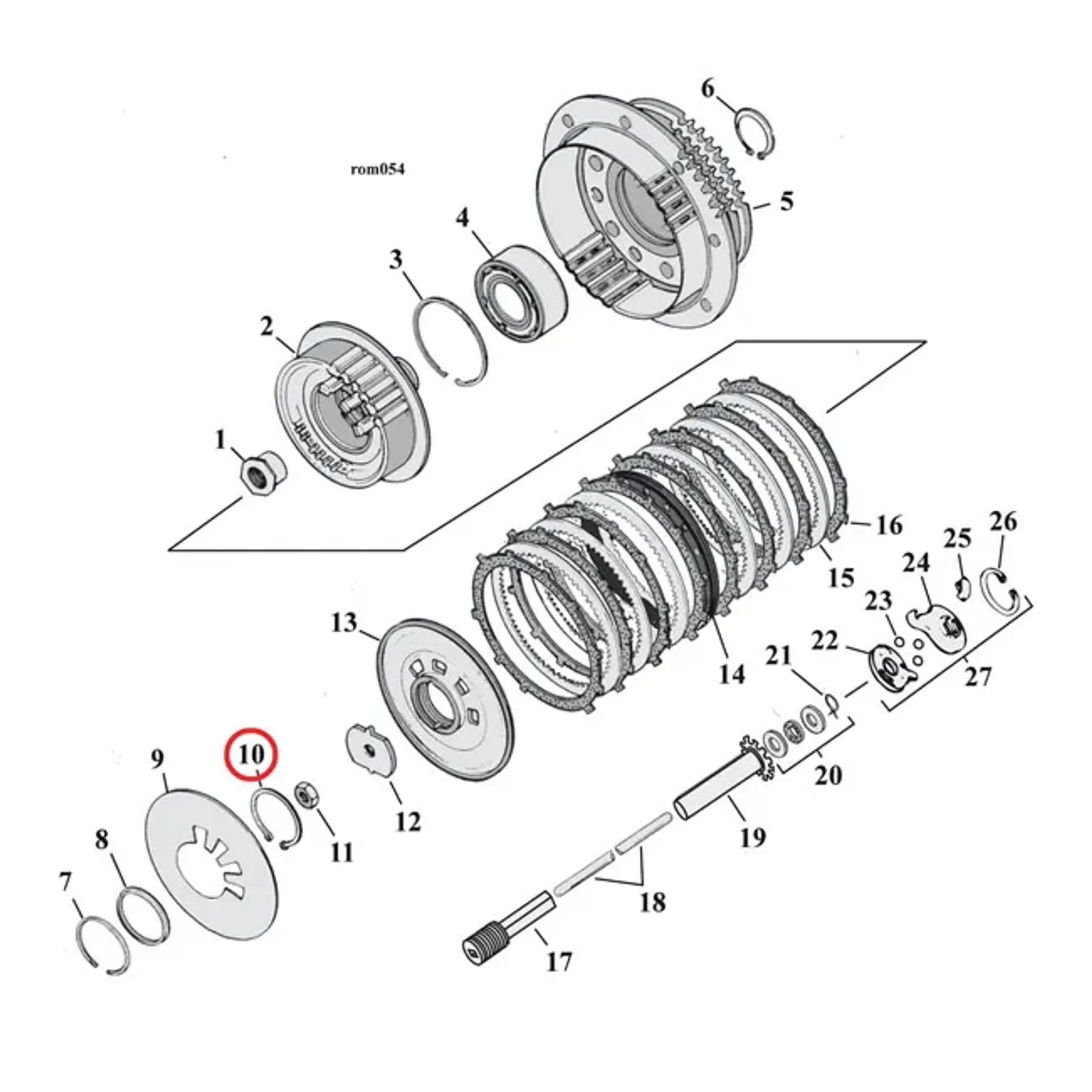 Retaining ring, clutch adjuster plate