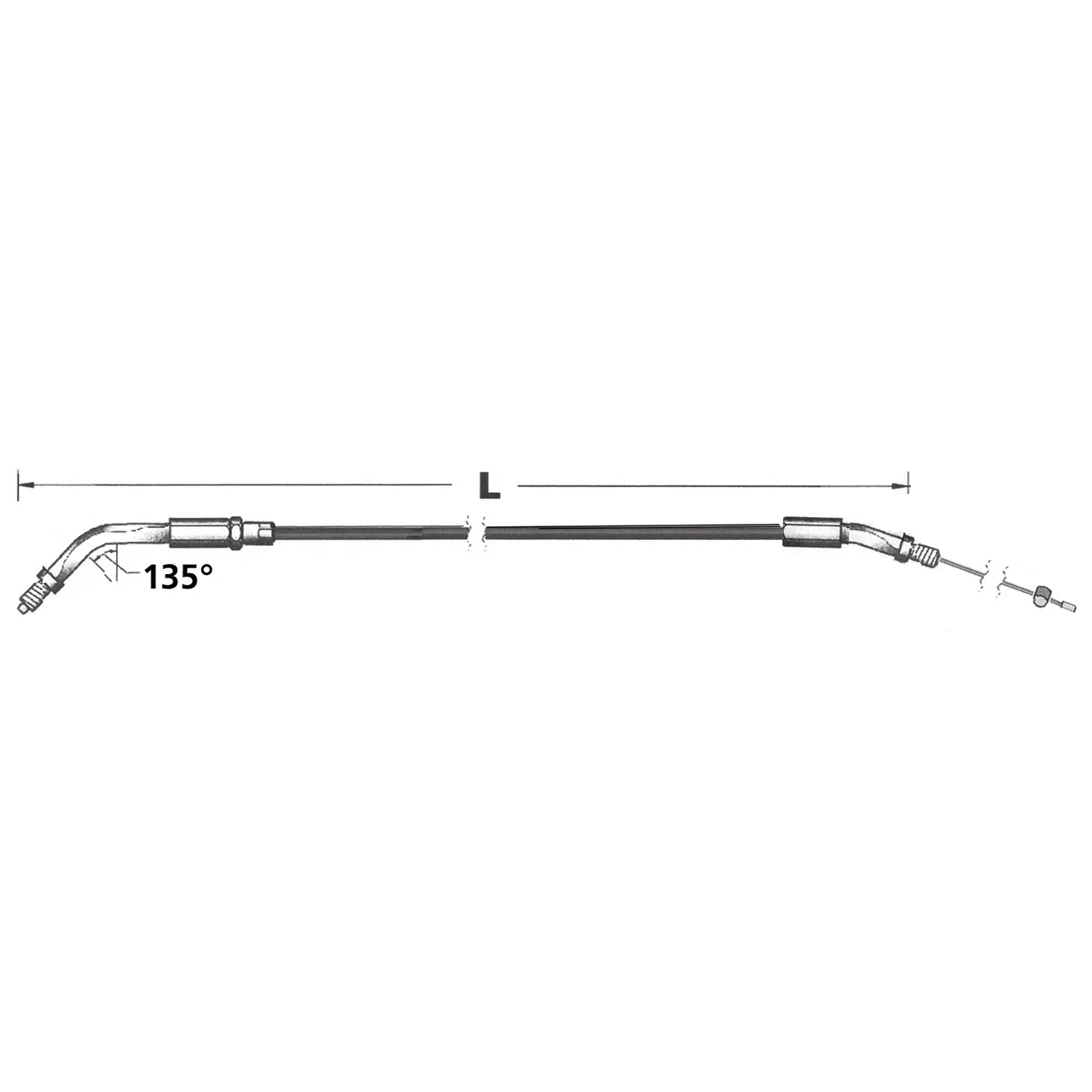 GZP HS40 throttle cable 86-95 LN=41" 135