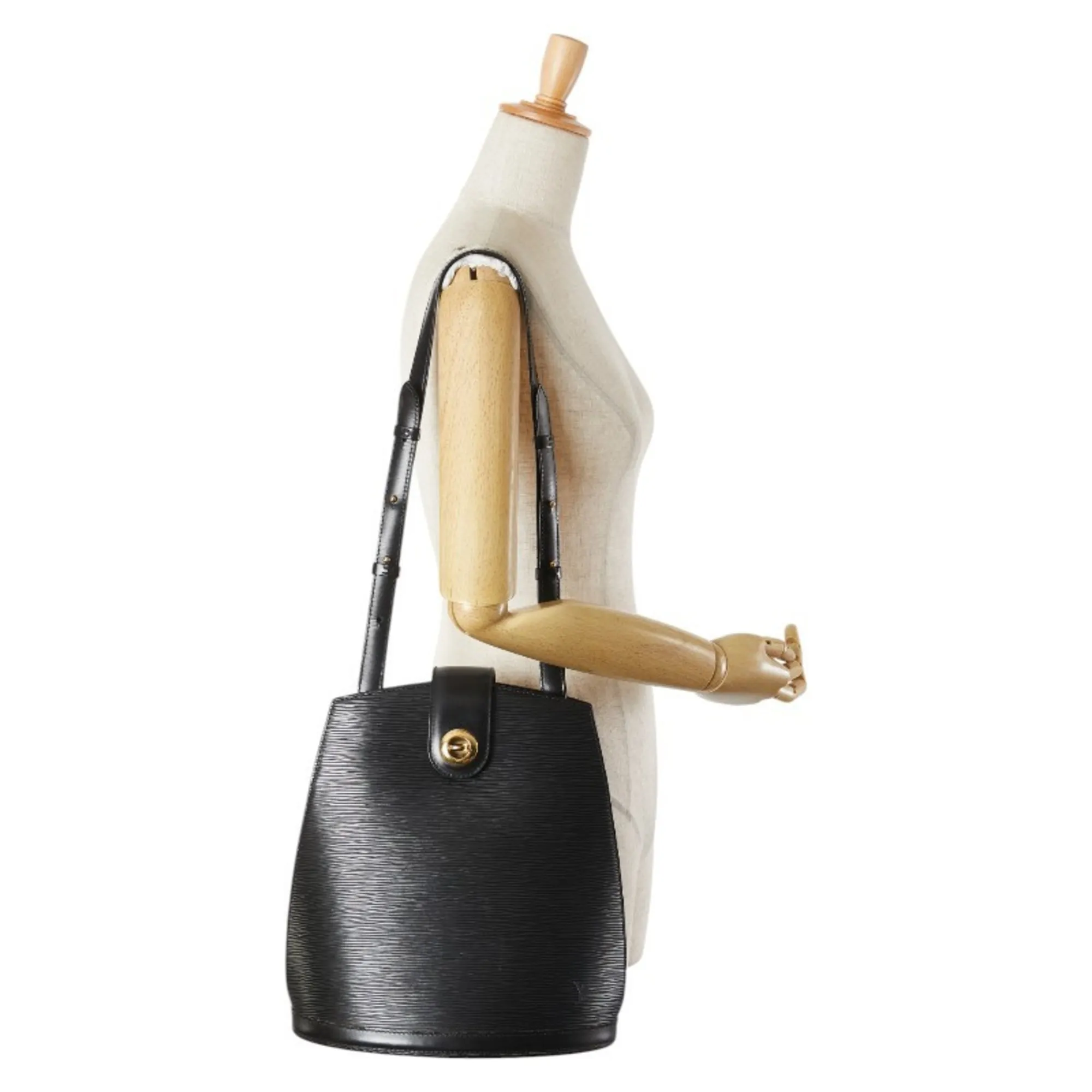 LOUIS VUITTON Black Leather Shoulder Bag