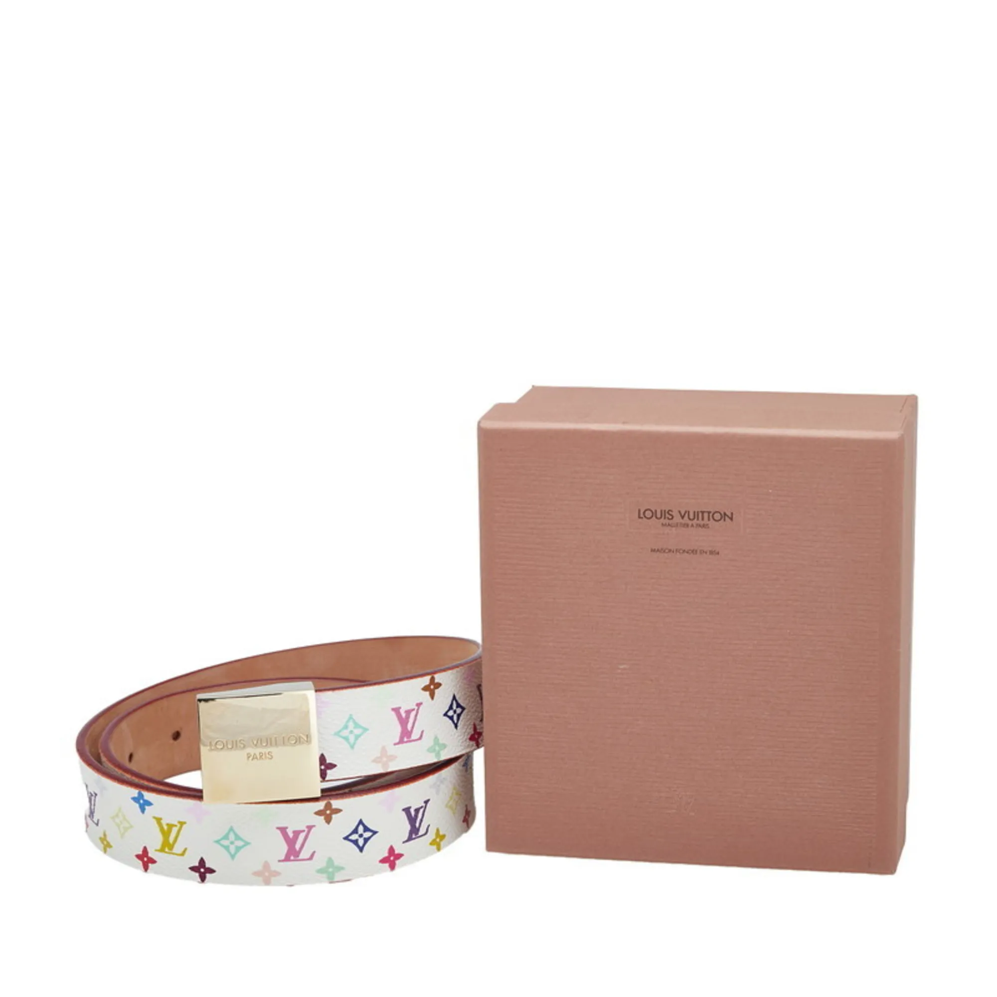 LOUIS VUITTON White Monogram Leather Belt