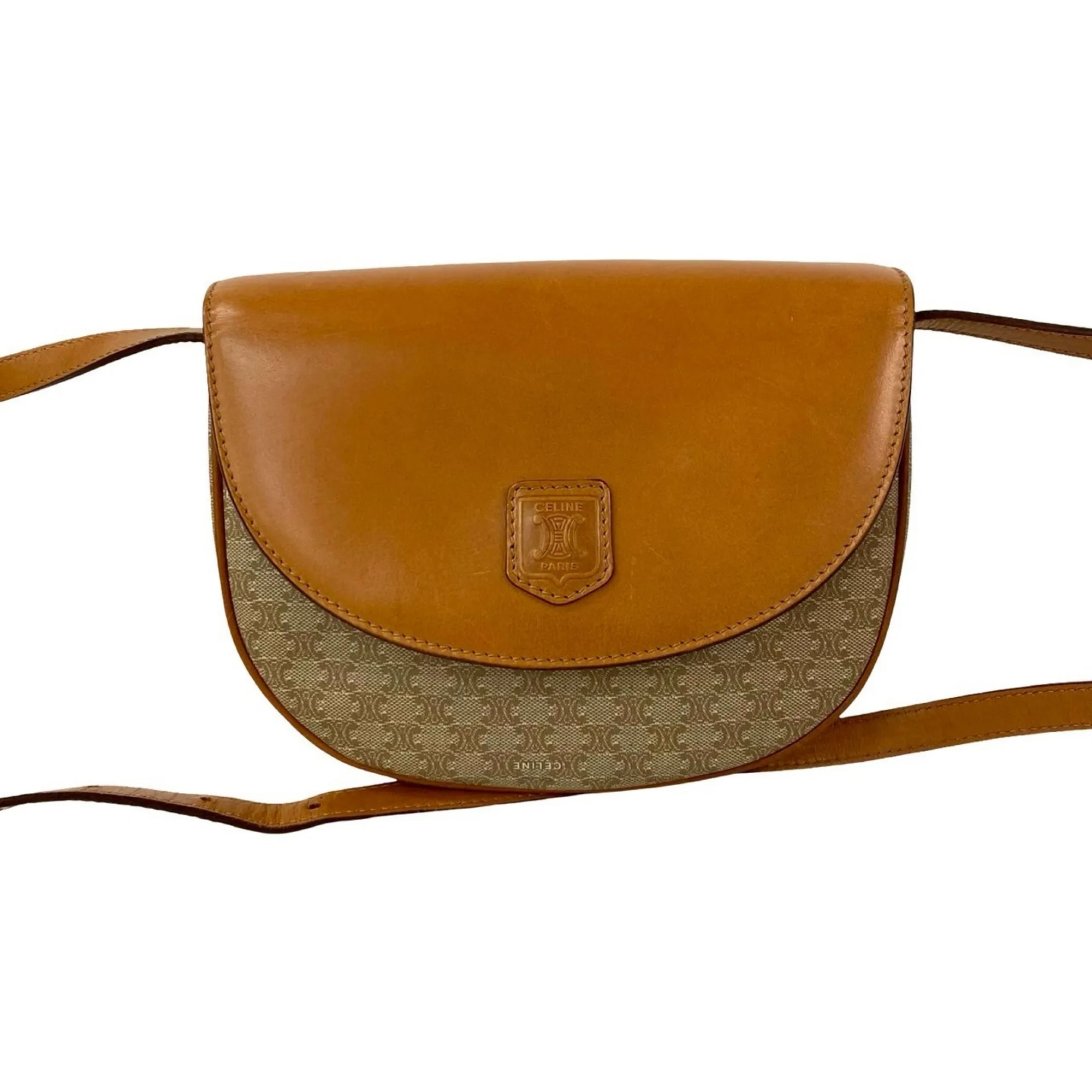 CELINE Brown Leather Shoulder Bag