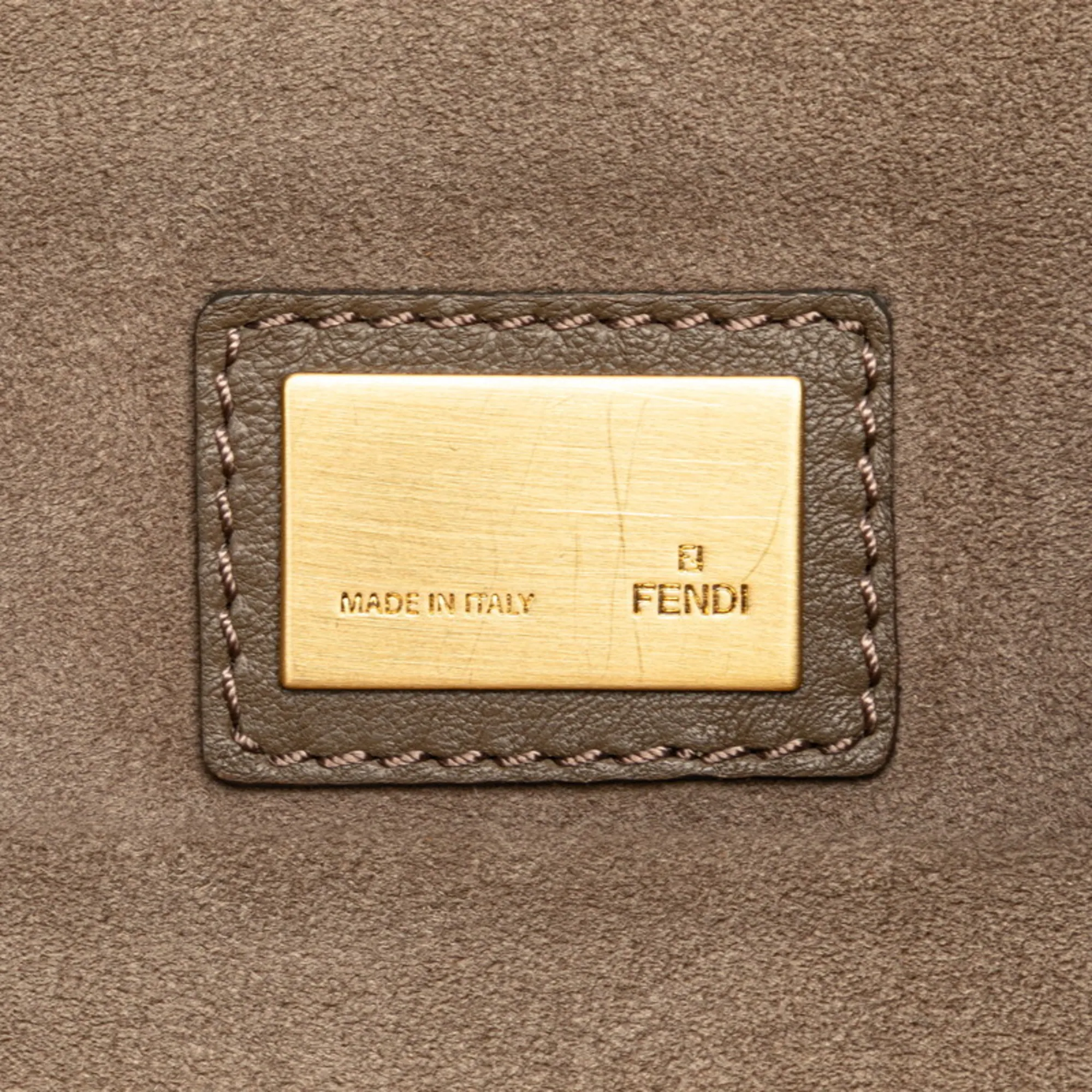FENDI Brown Leather Peekaboo Shoulder Bag