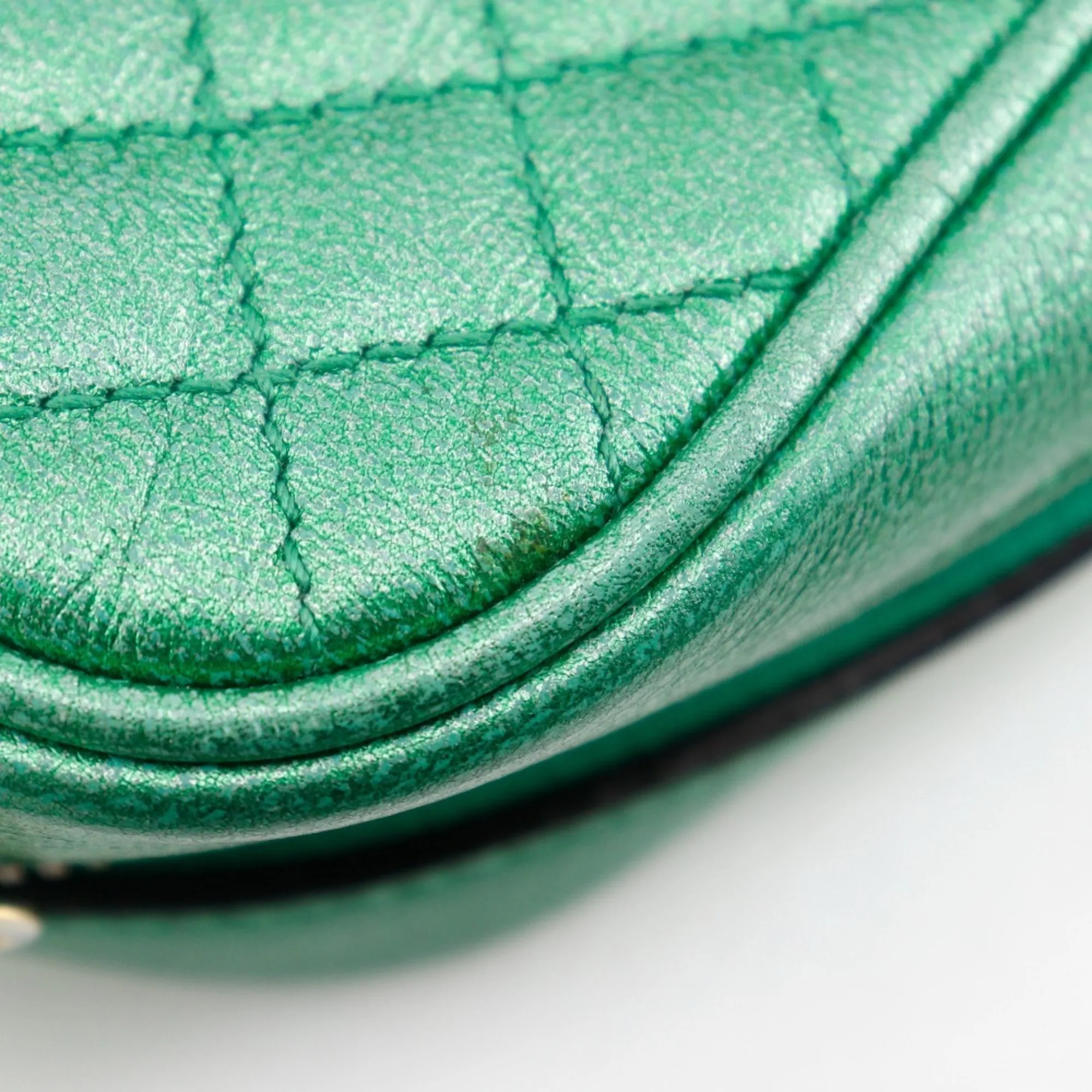 GUCCI Green Leather Horsebit Shoulder Bag