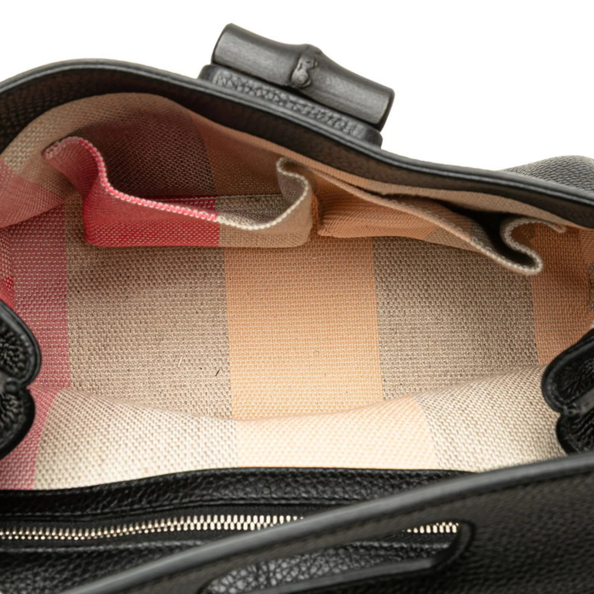 GUCCI Black Leather Bamboo Shoulder Bag