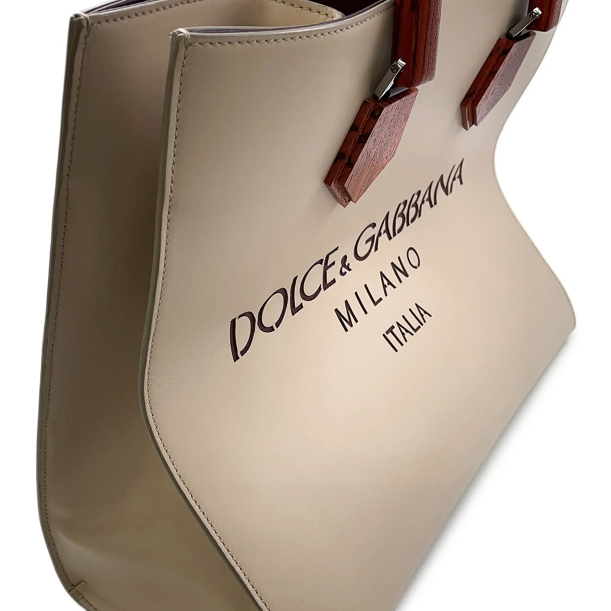 DOLCE & GABBANA White Leather Tote Bag