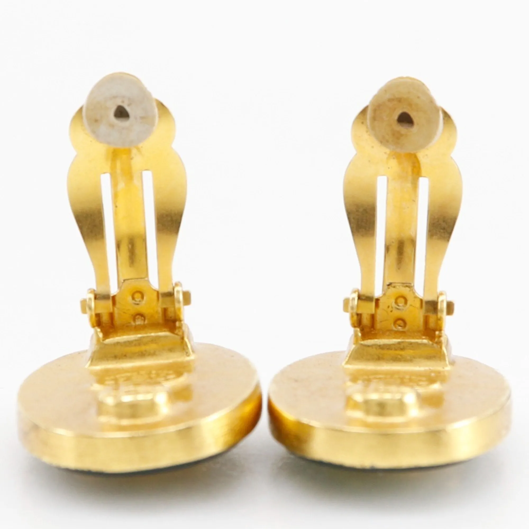 CHANEL Green Logo Earrings