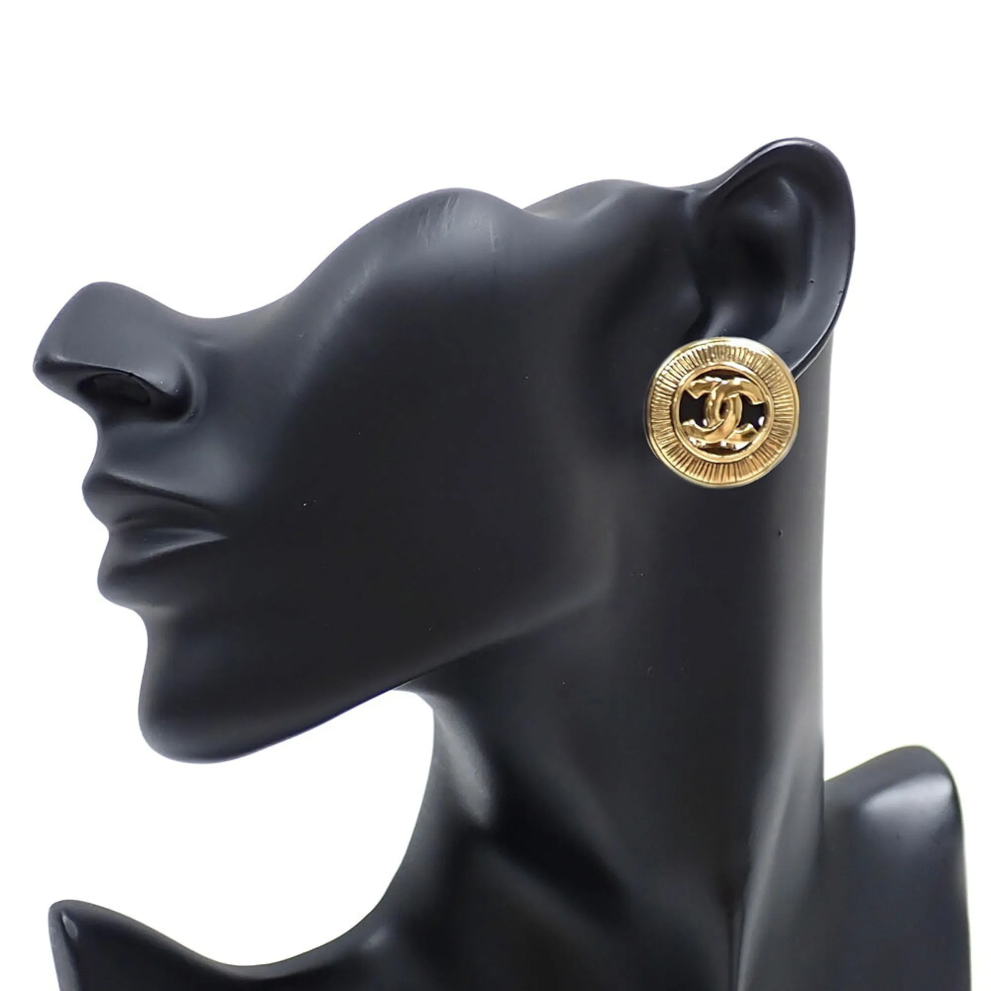 CHANEL Gold Logo Earrings