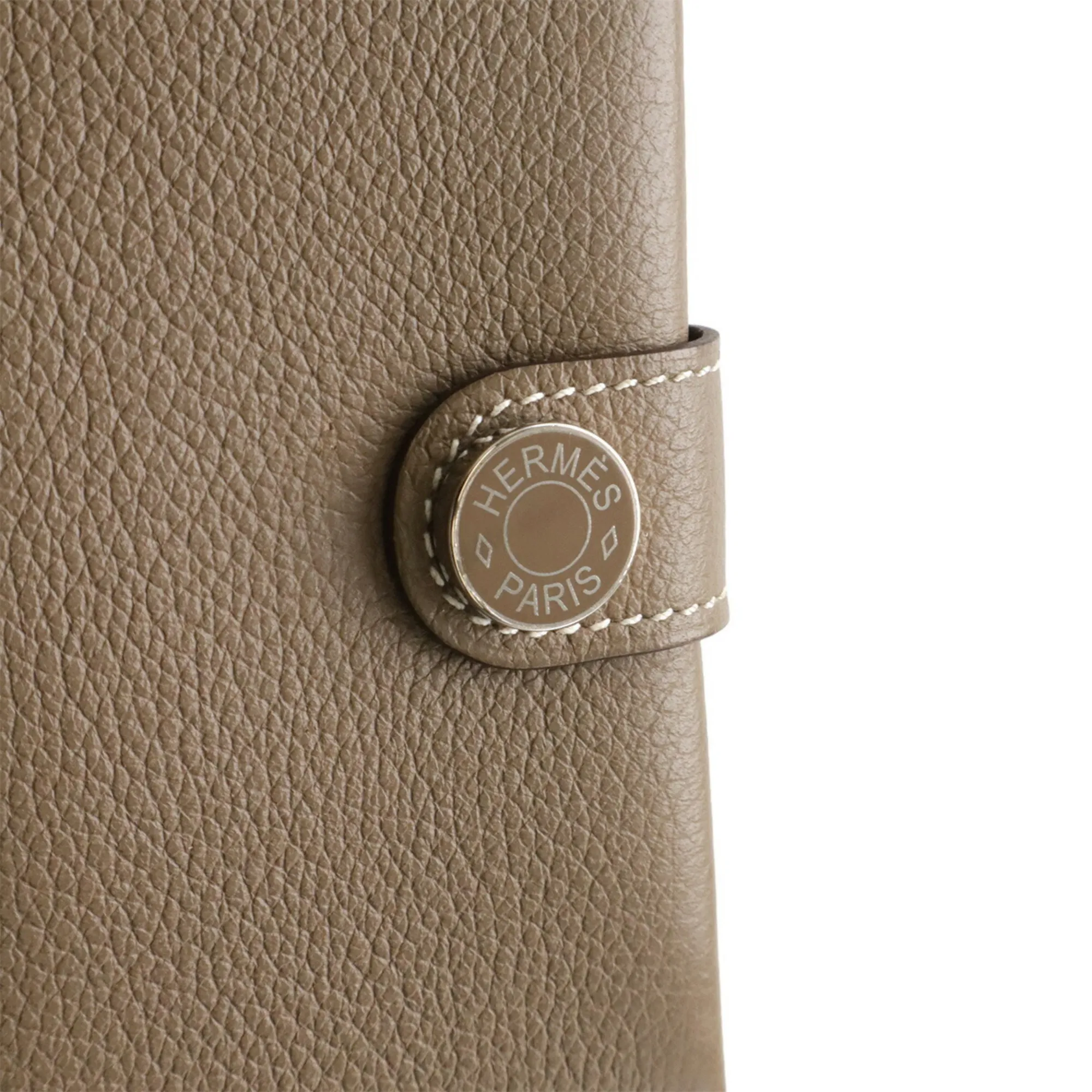 HERMES Gray Leather Card Holder