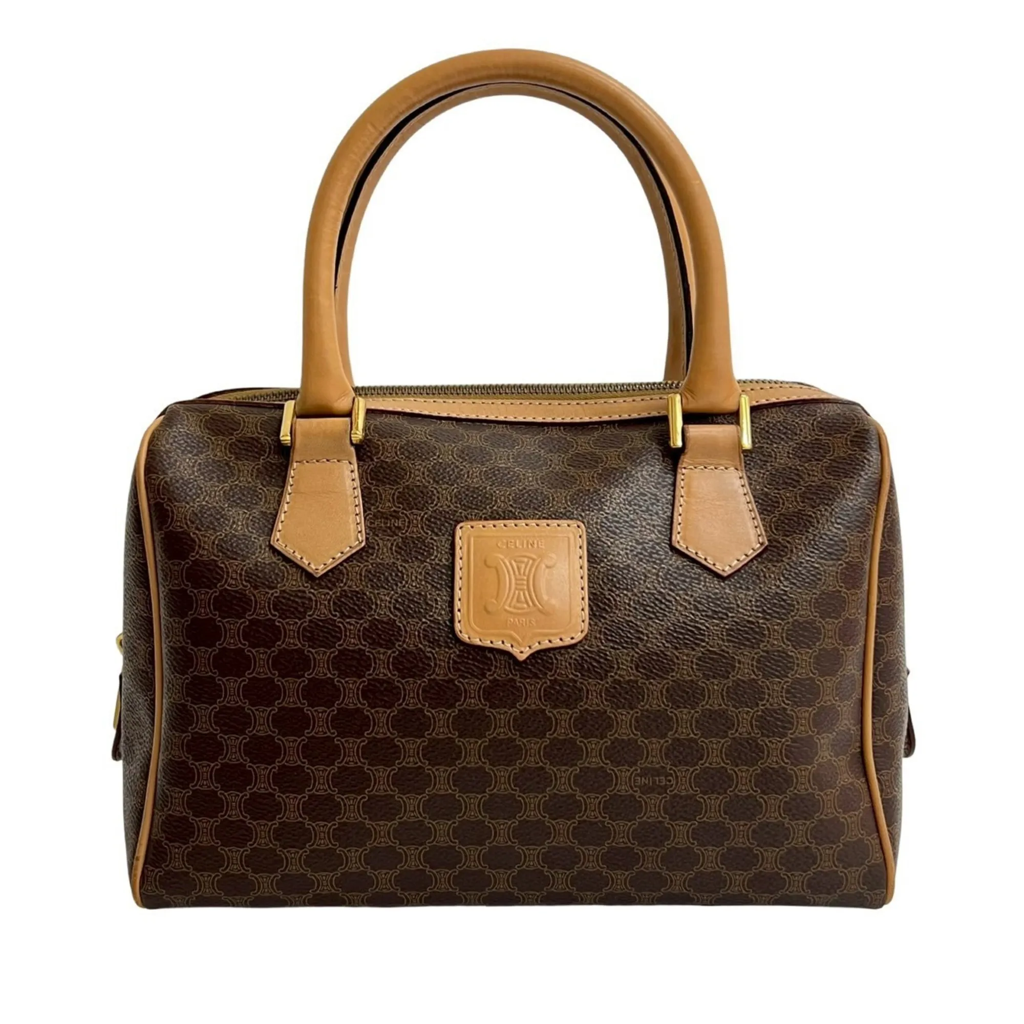 CELINE Brown Leather Boston Bag