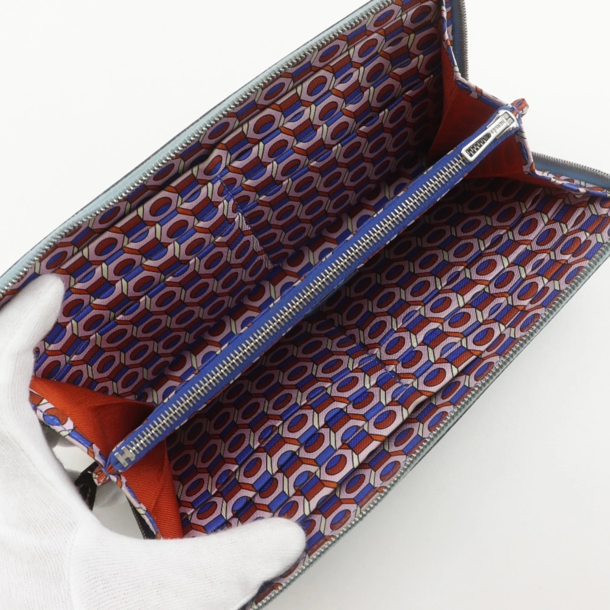 HERMES Blue Leather Wallet