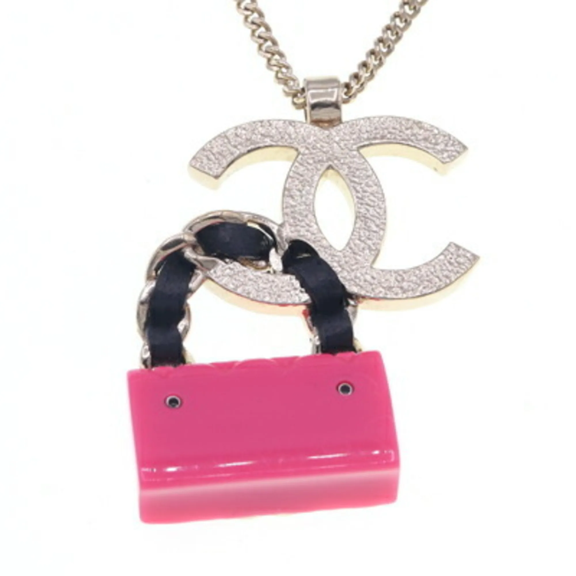 CHANEL Pink Logo Necklace