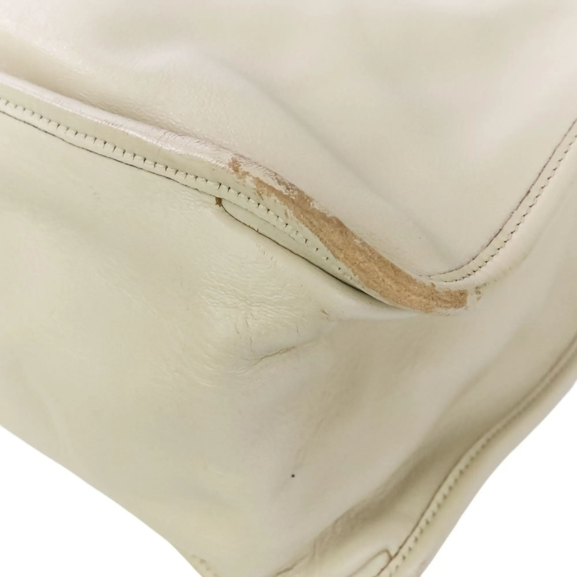 GUCCI White Leather Horsebit Tote Bag