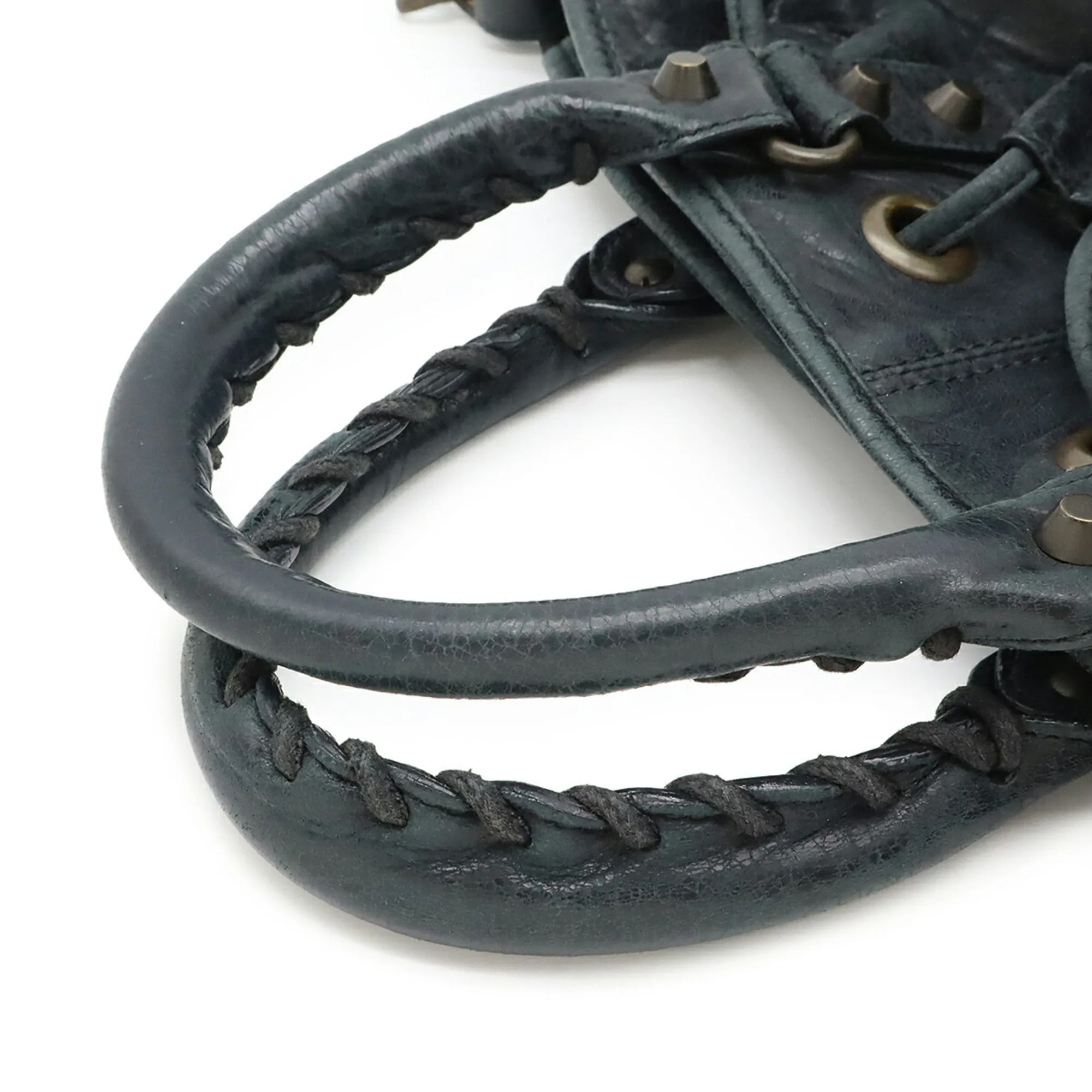 BALENCIAGA Gray Leather Shoulder Bag