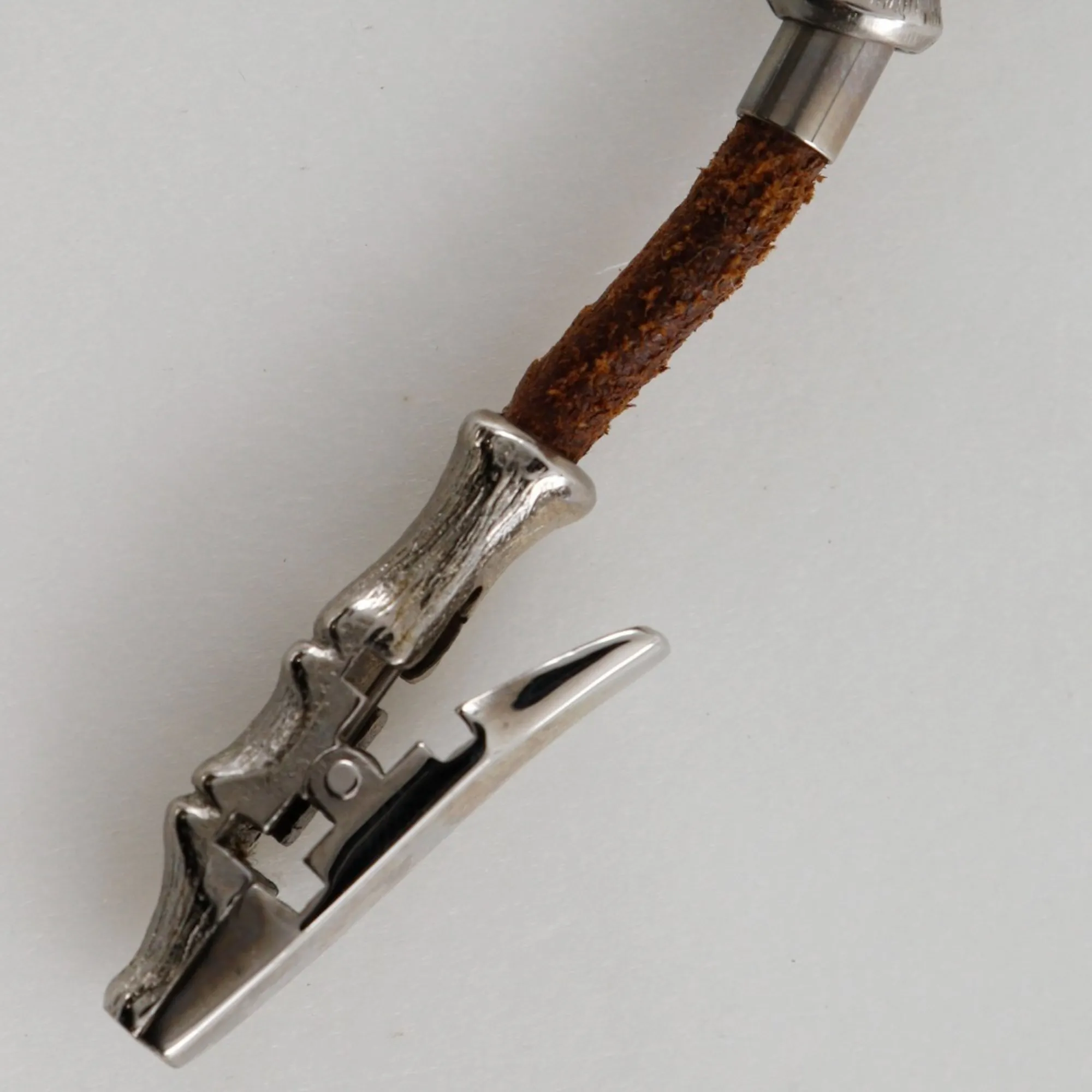 HERMES Brown Leather Bamboo Necklace