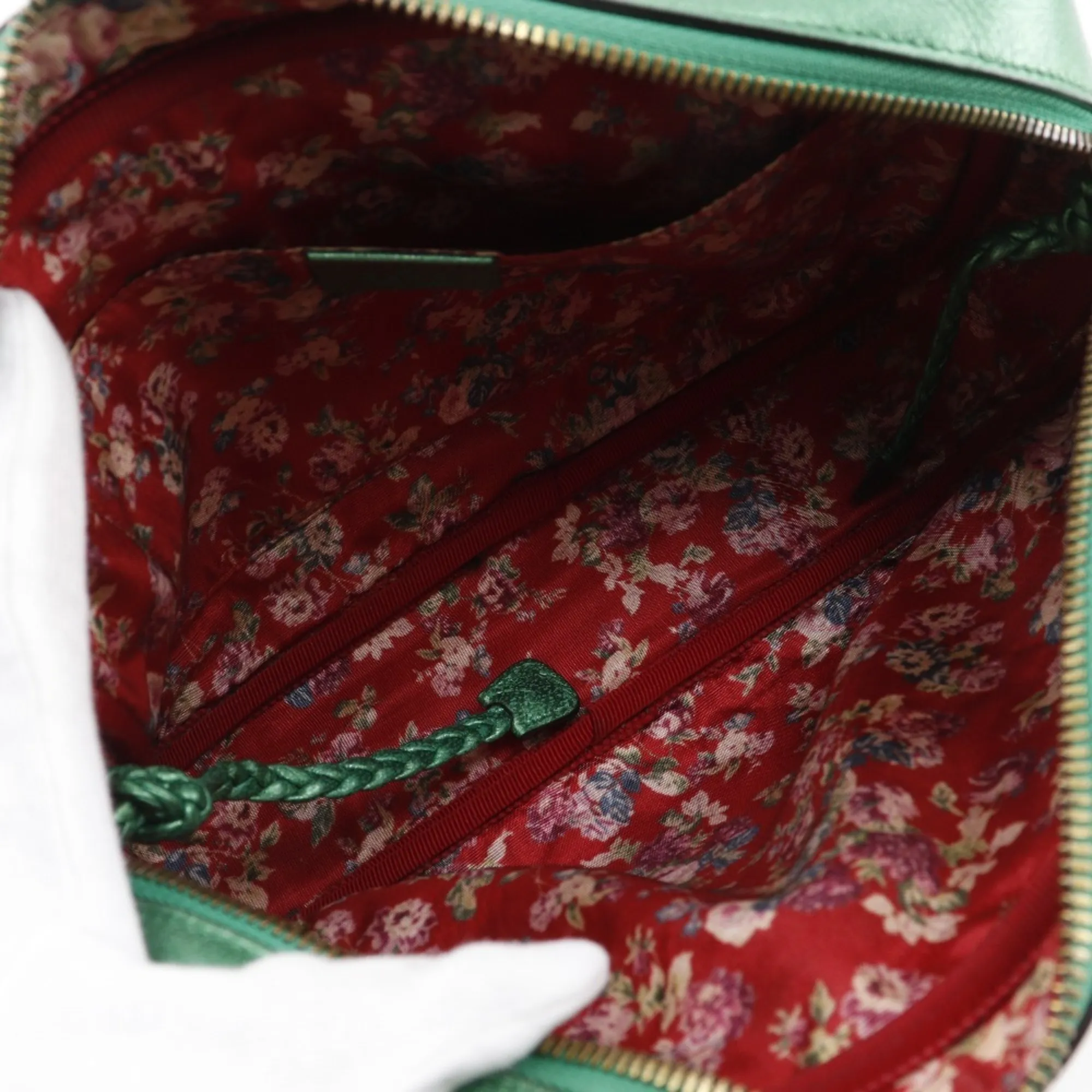 GUCCI Green Leather Horsebit Shoulder Bag