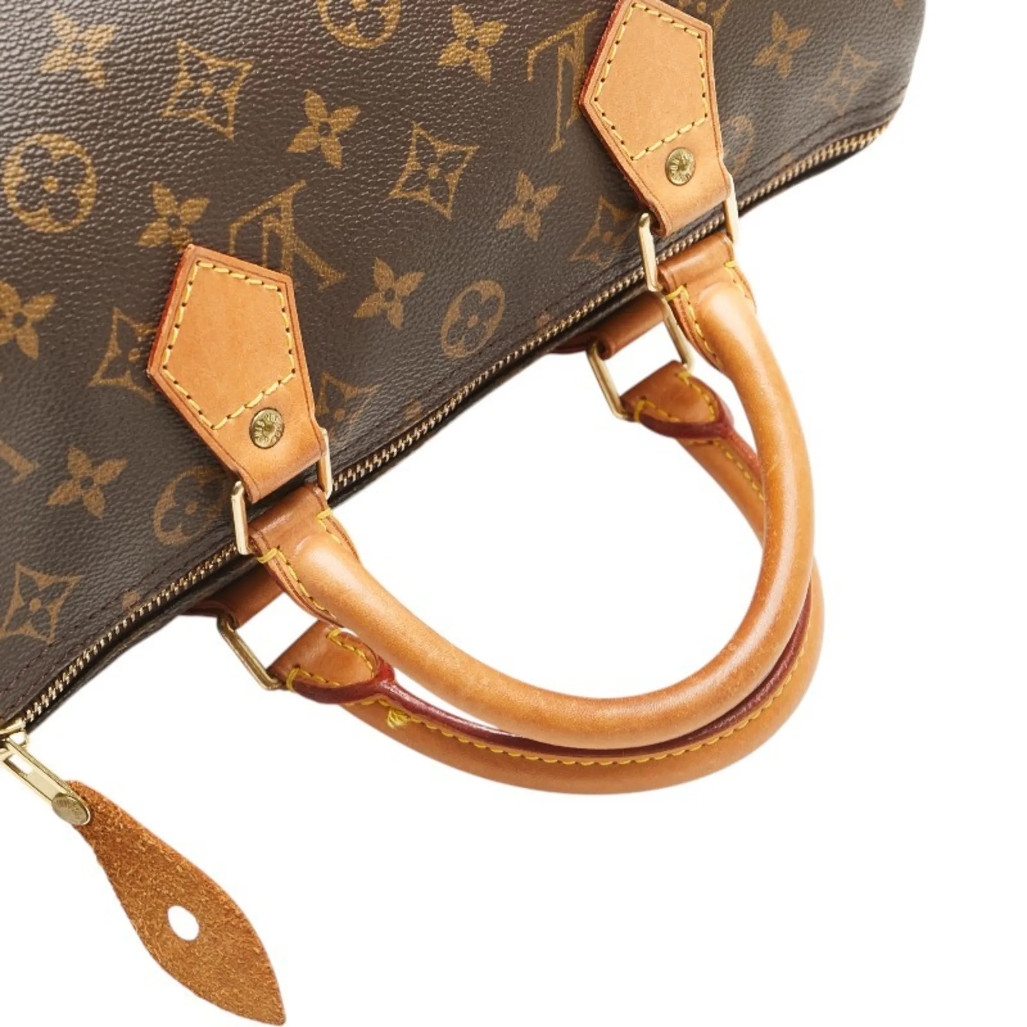 LOUIS VUITTON Brown Monogram Leather Speedy 30 Boston Bag