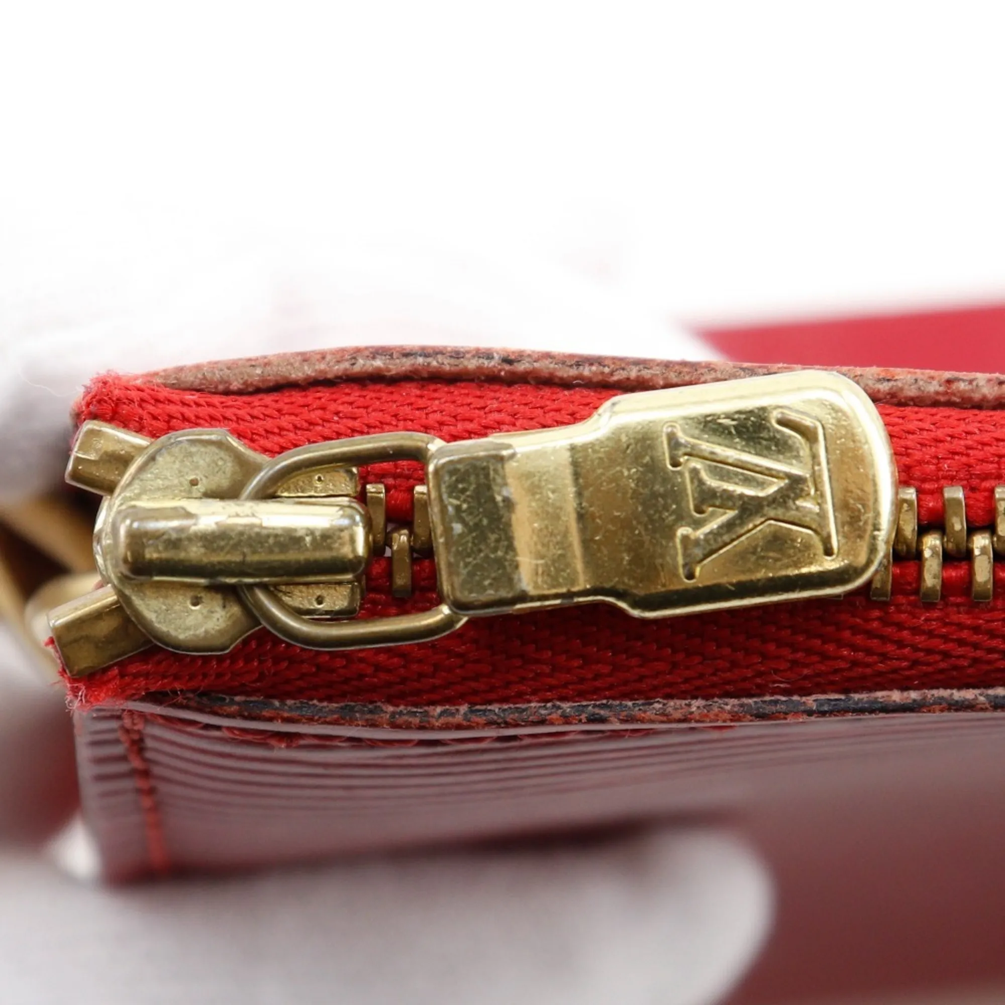 LOUIS VUITTON Red Leather Pouch