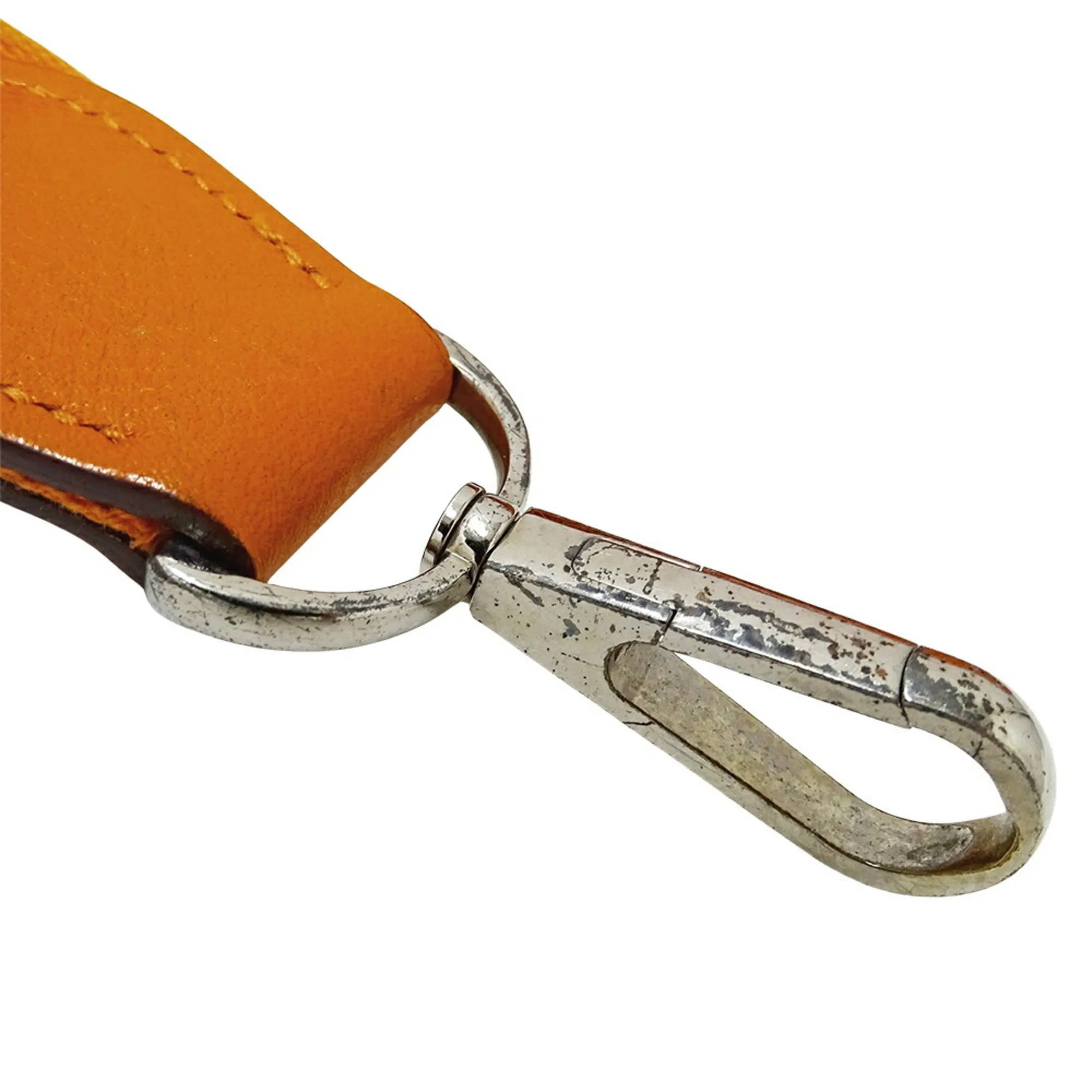 HERMES Orange Leather Shoulder Bag