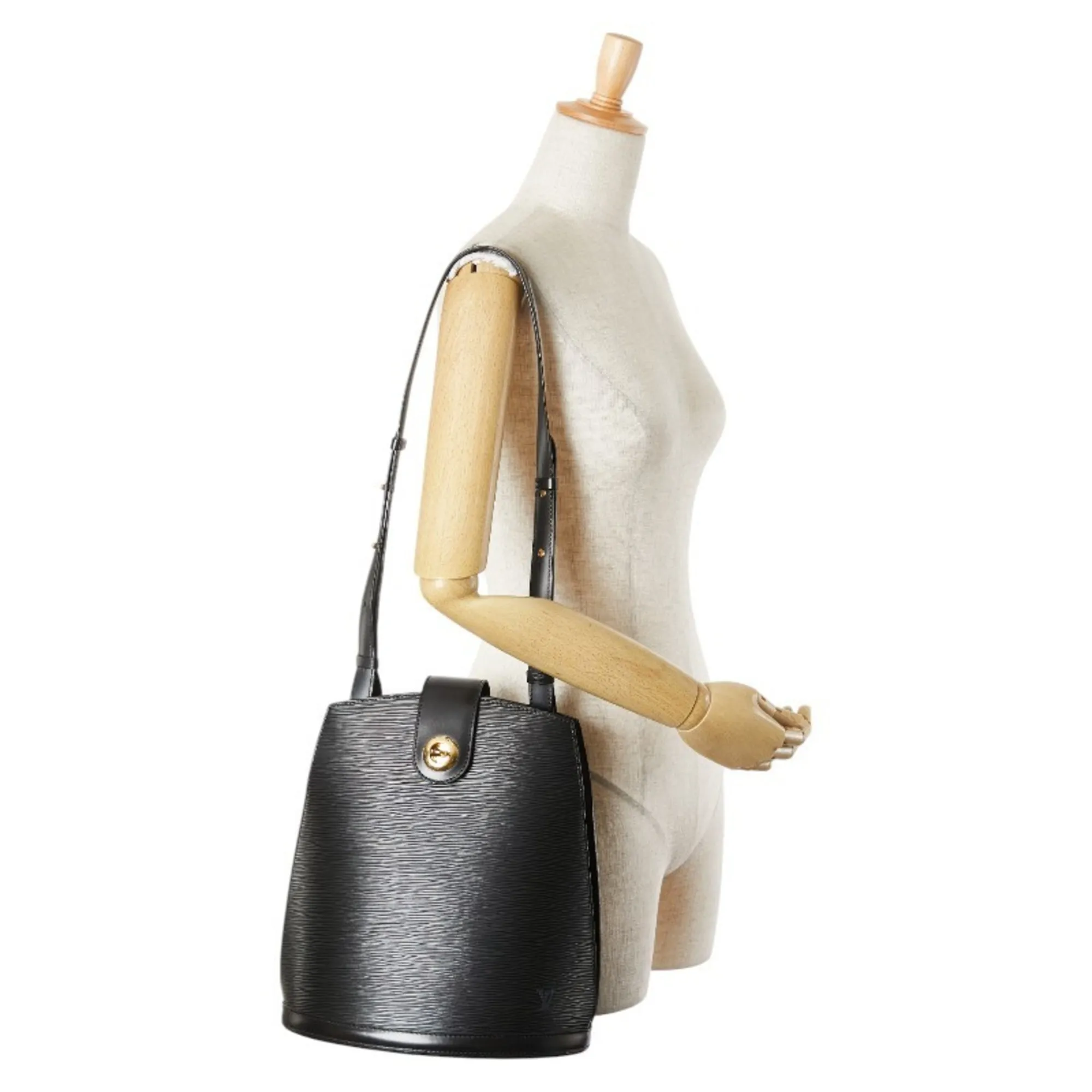 LOUIS VUITTON Black Leather Shoulder Bag