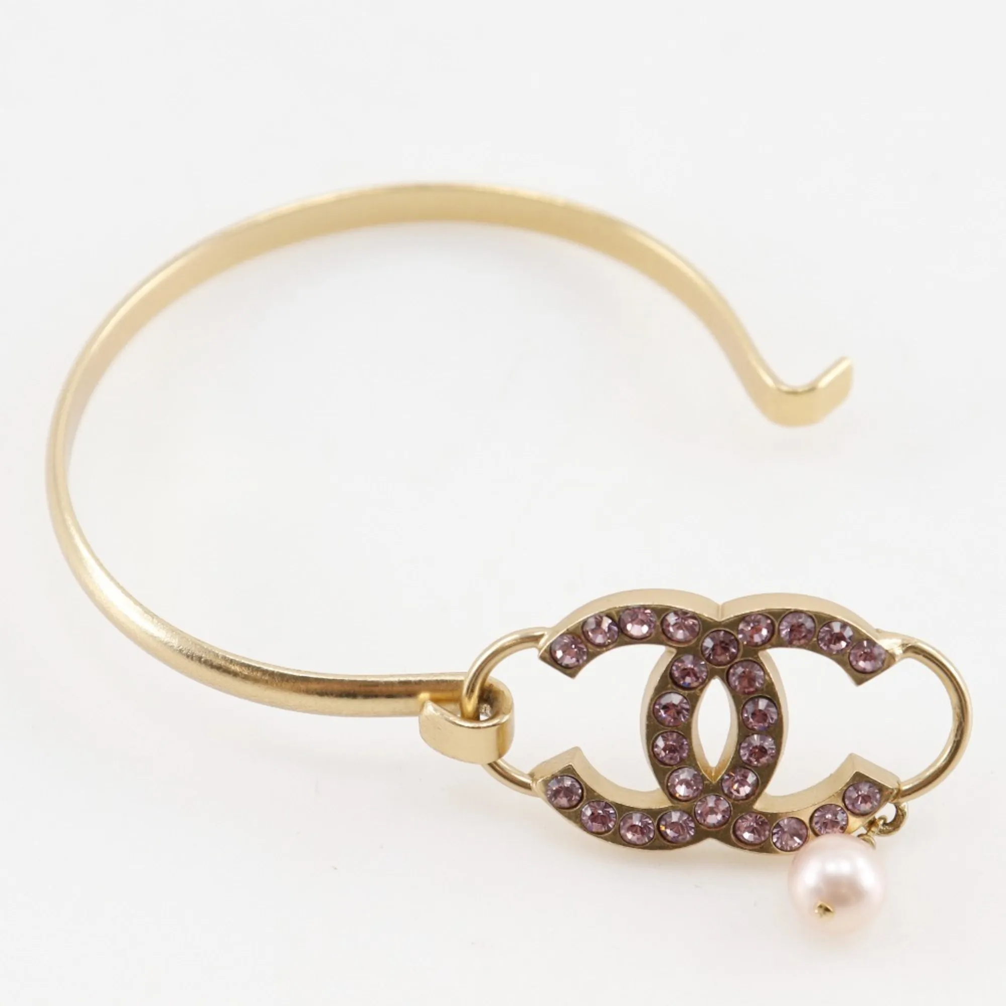 CHANEL Pink Pearl Logo Bracelet