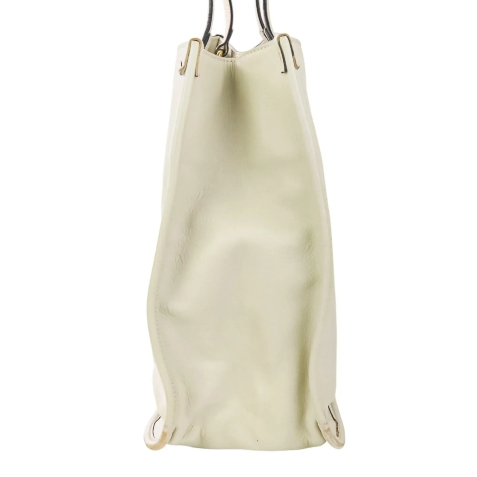 GUCCI White Leather Horsebit Tote Bag