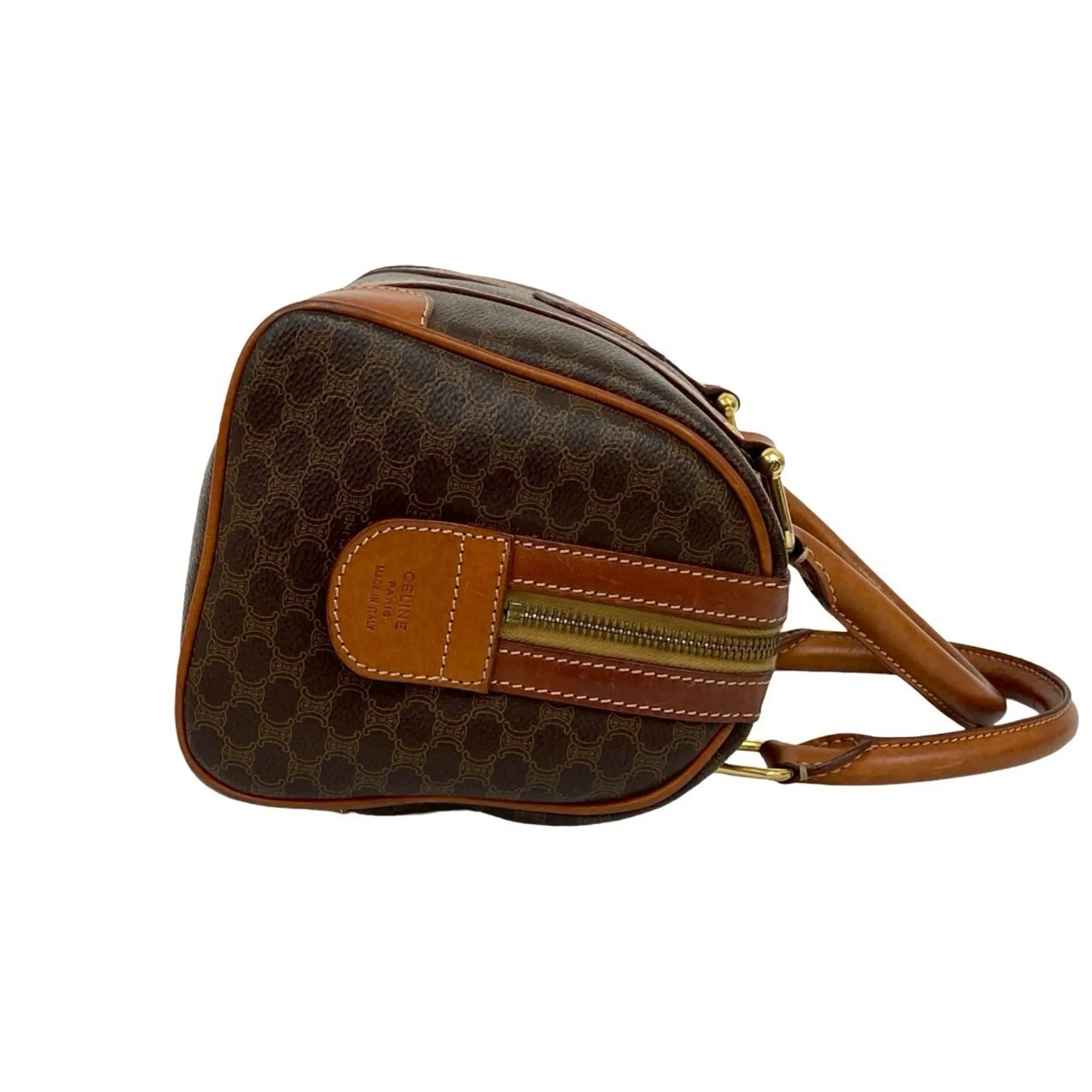 CELINE Brown Leather Boston Bag