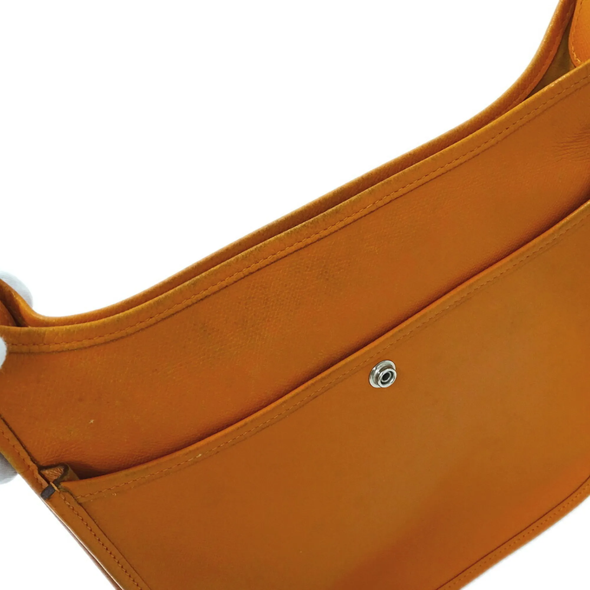 HERMES Orange Leather Shoulder Bag
