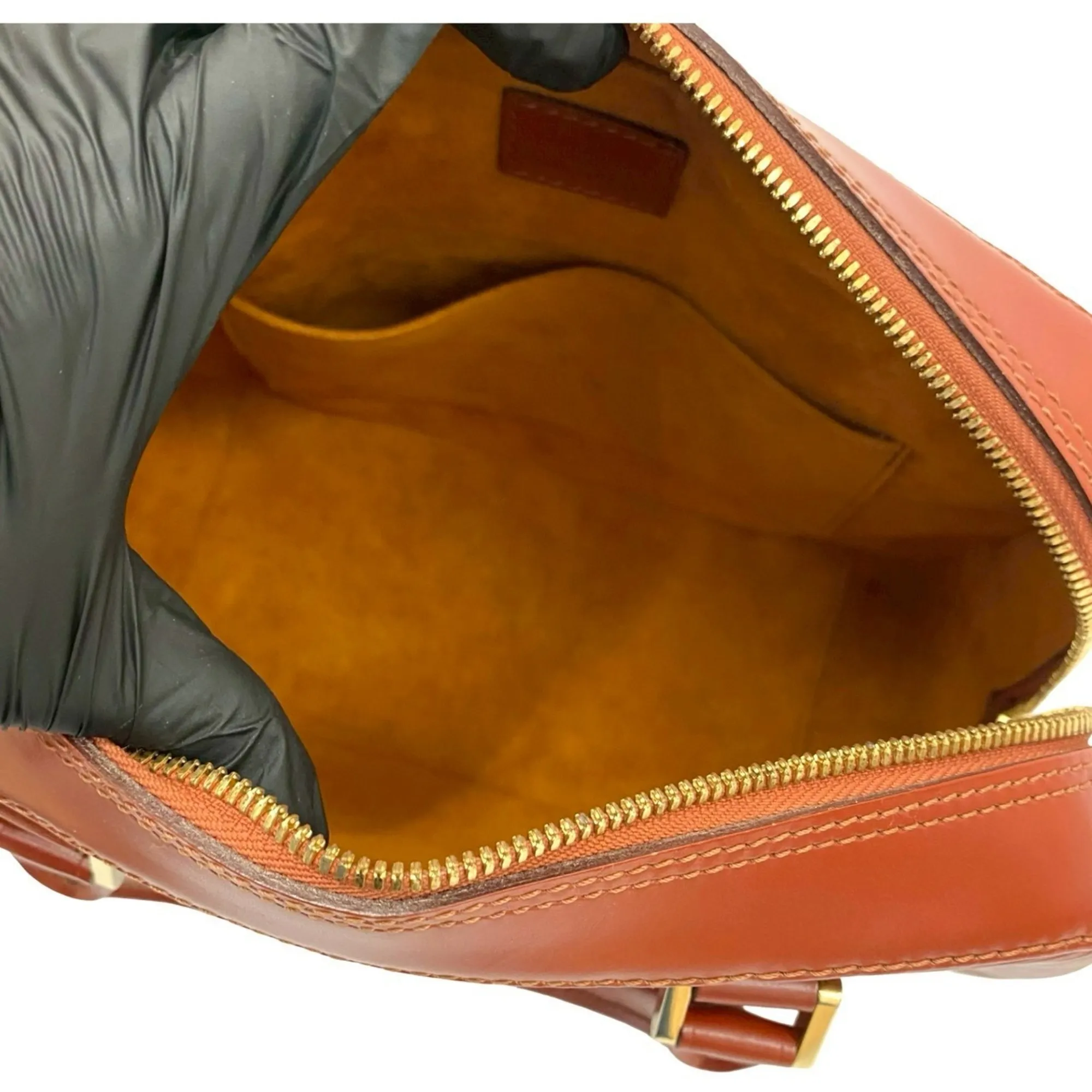 LOUIS VUITTON Brown Leather Boston Bag