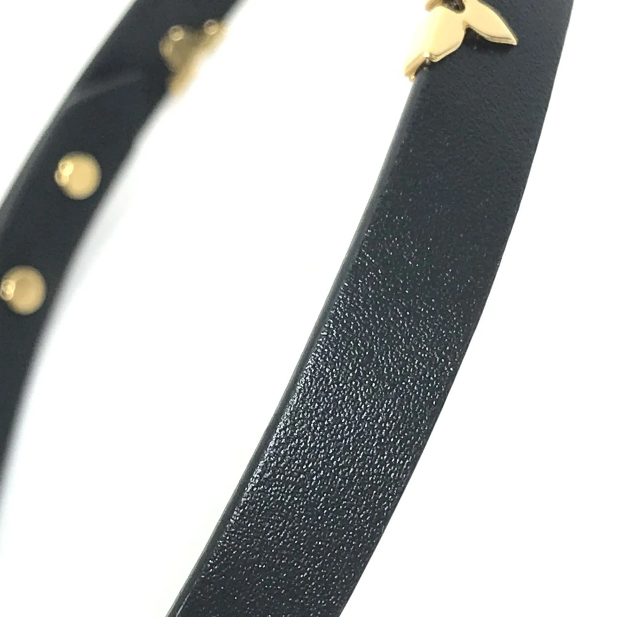 LOUIS VUITTON Black Monogram Leather Charm Bracelet