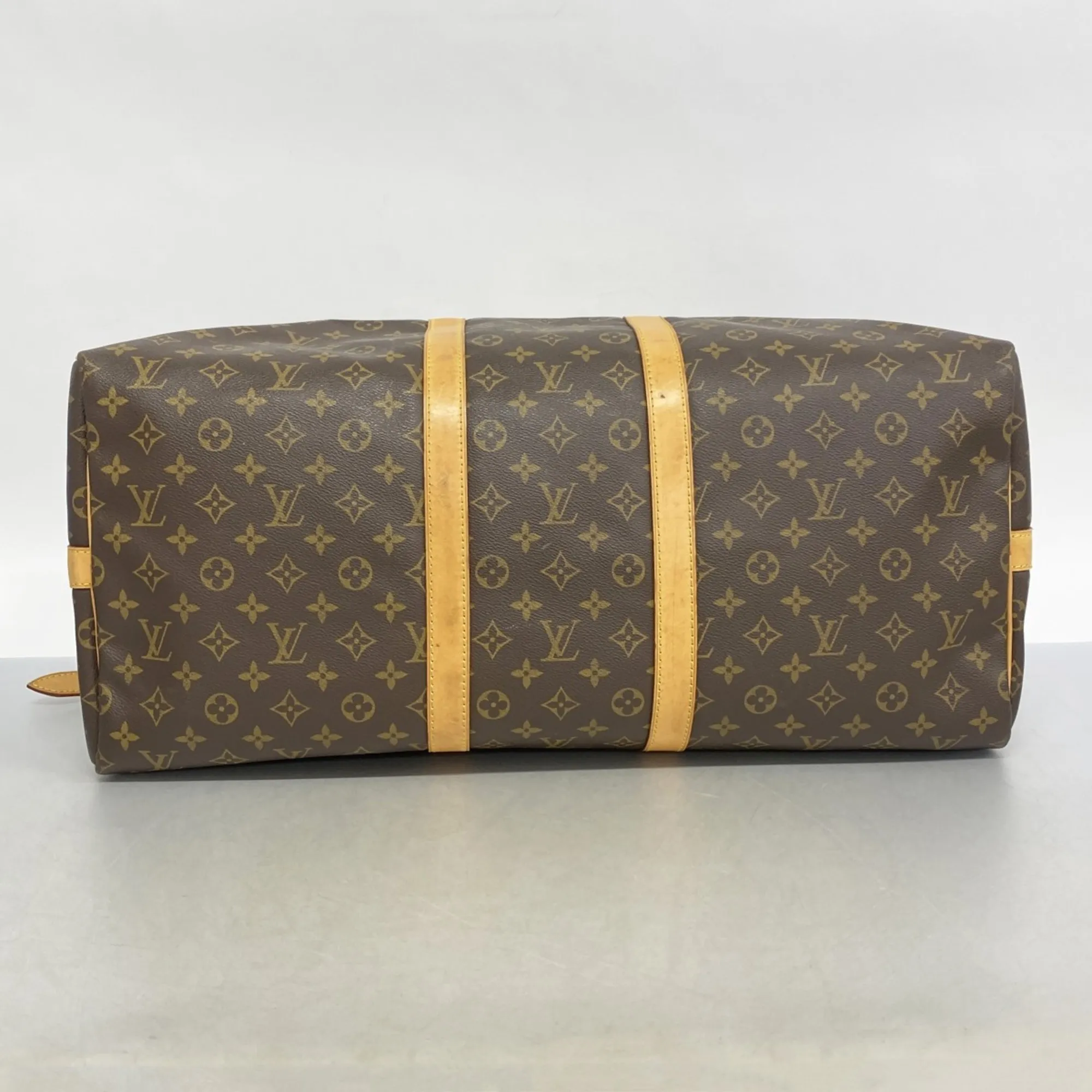 LOUIS VUITTON Brown Monogram Keepall Bandouliere 55 Boston Bag