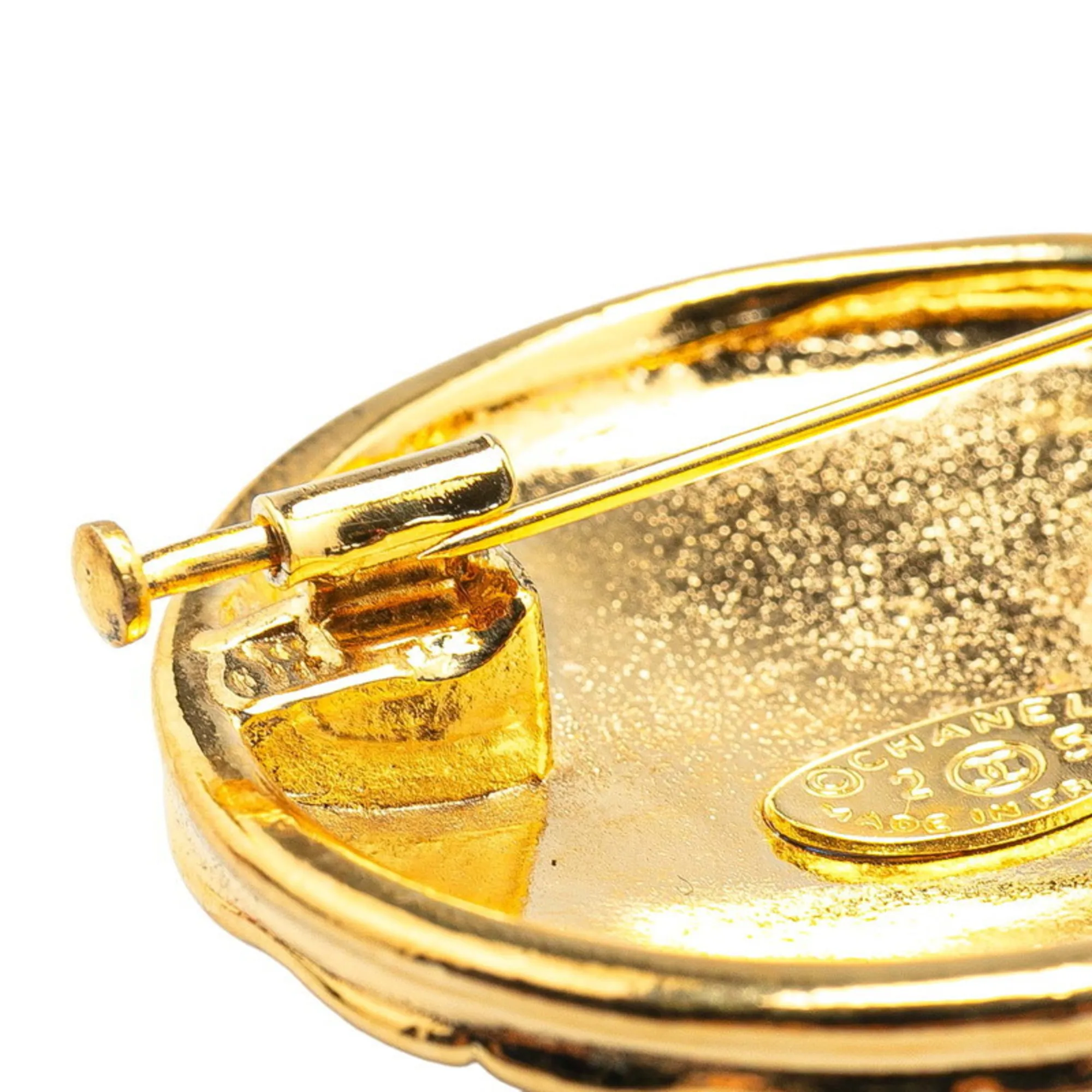 CHANEL Vintage Gold Logo Brooch