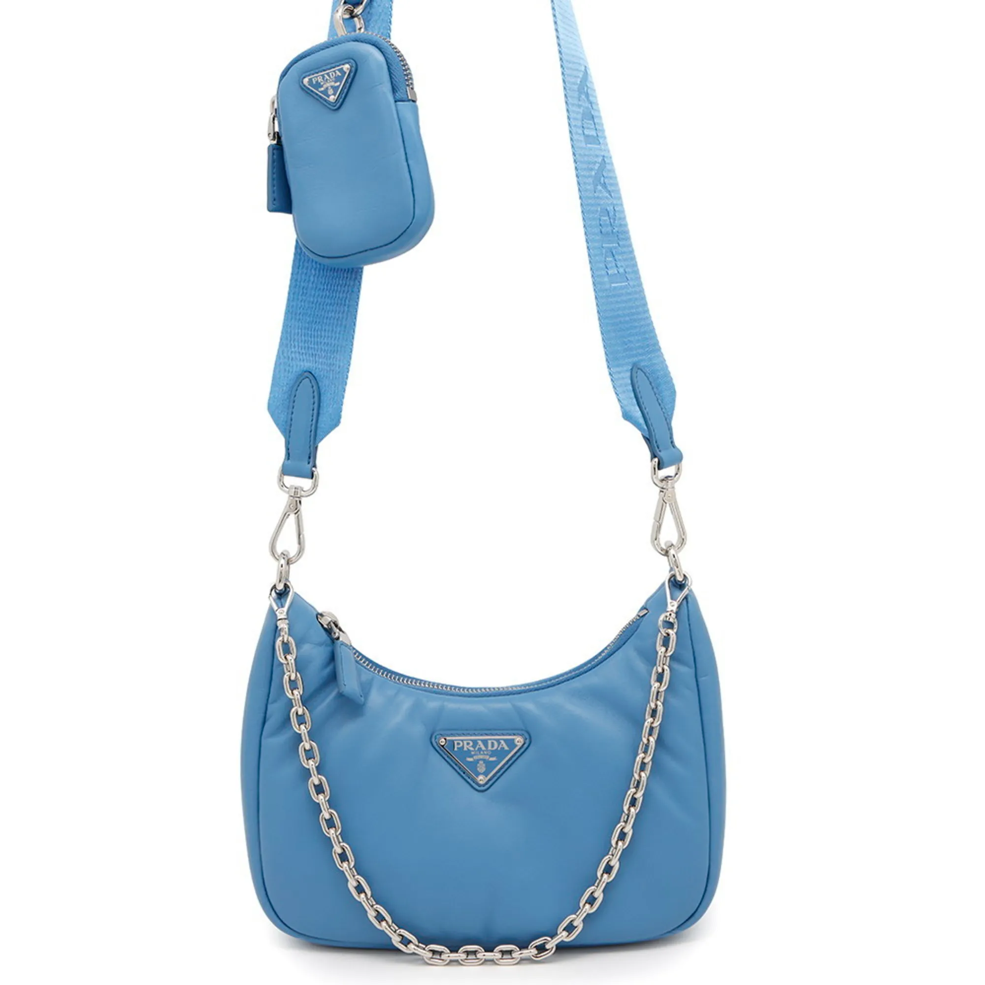PRADA Blue Leather Shoulder Bag