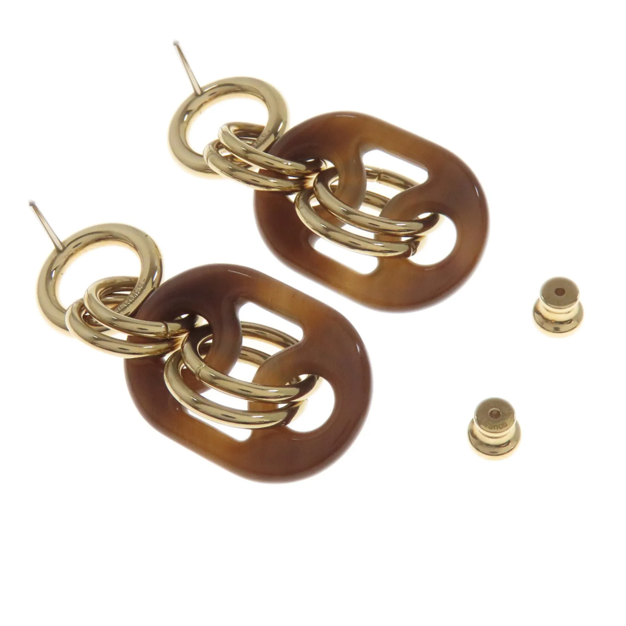 HERMES Brown Earrings