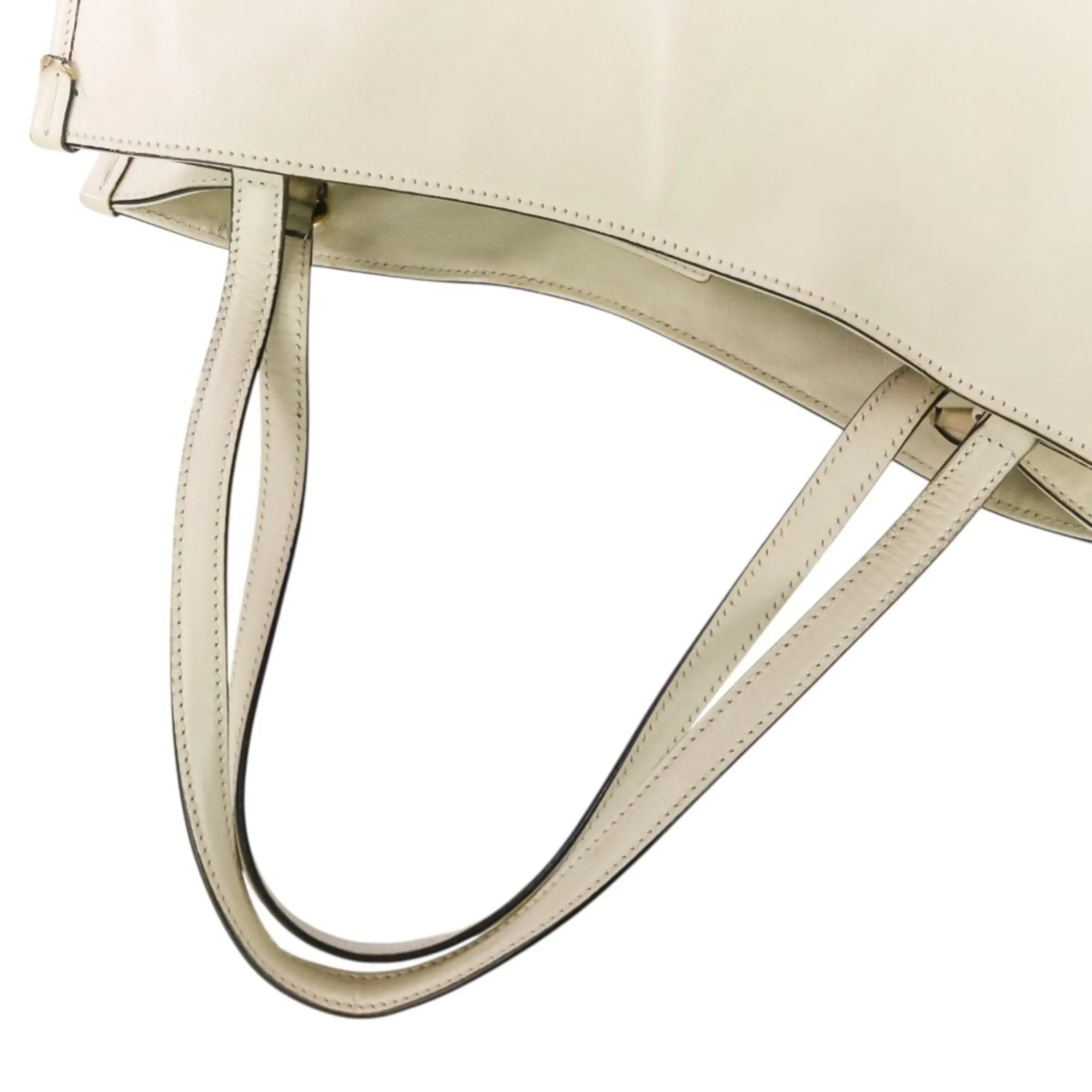 GUCCI White Leather Horsebit Tote Bag