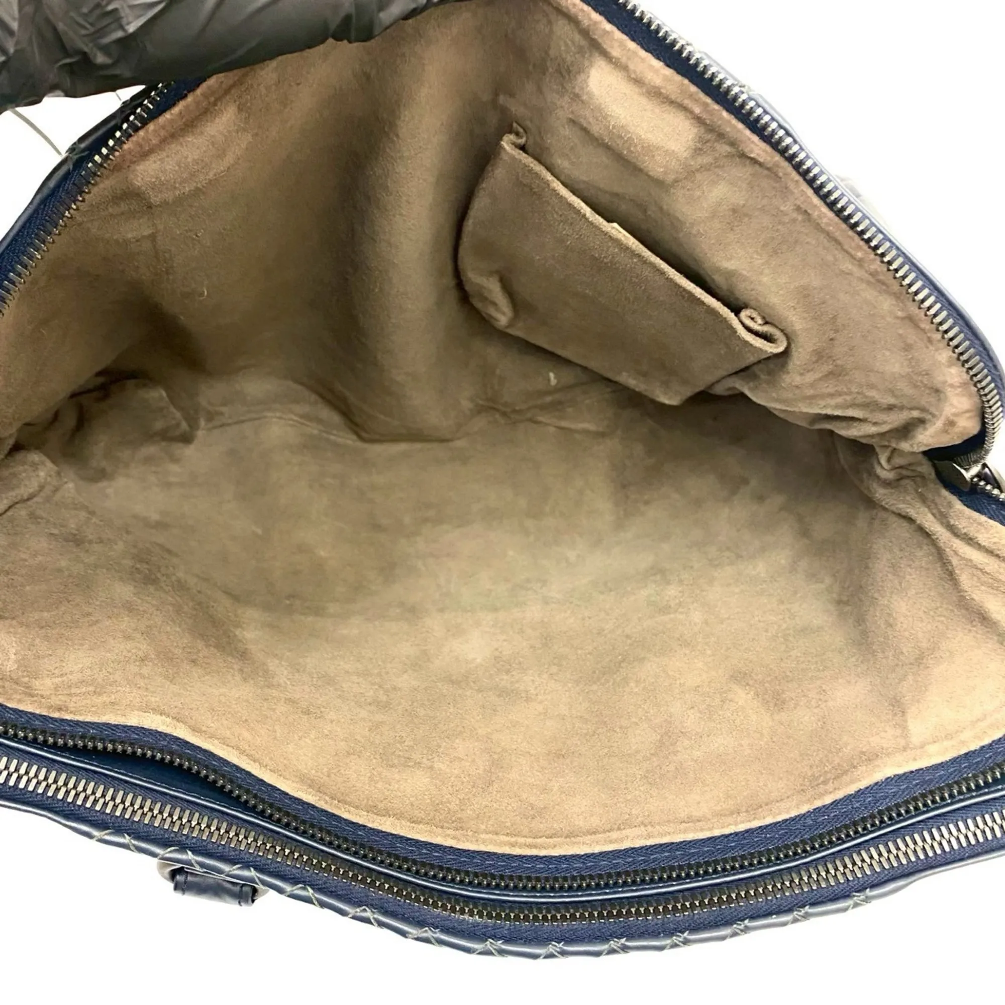 BOTTEGA VENETA Blue Leather Intrecciato Shoulder Bag