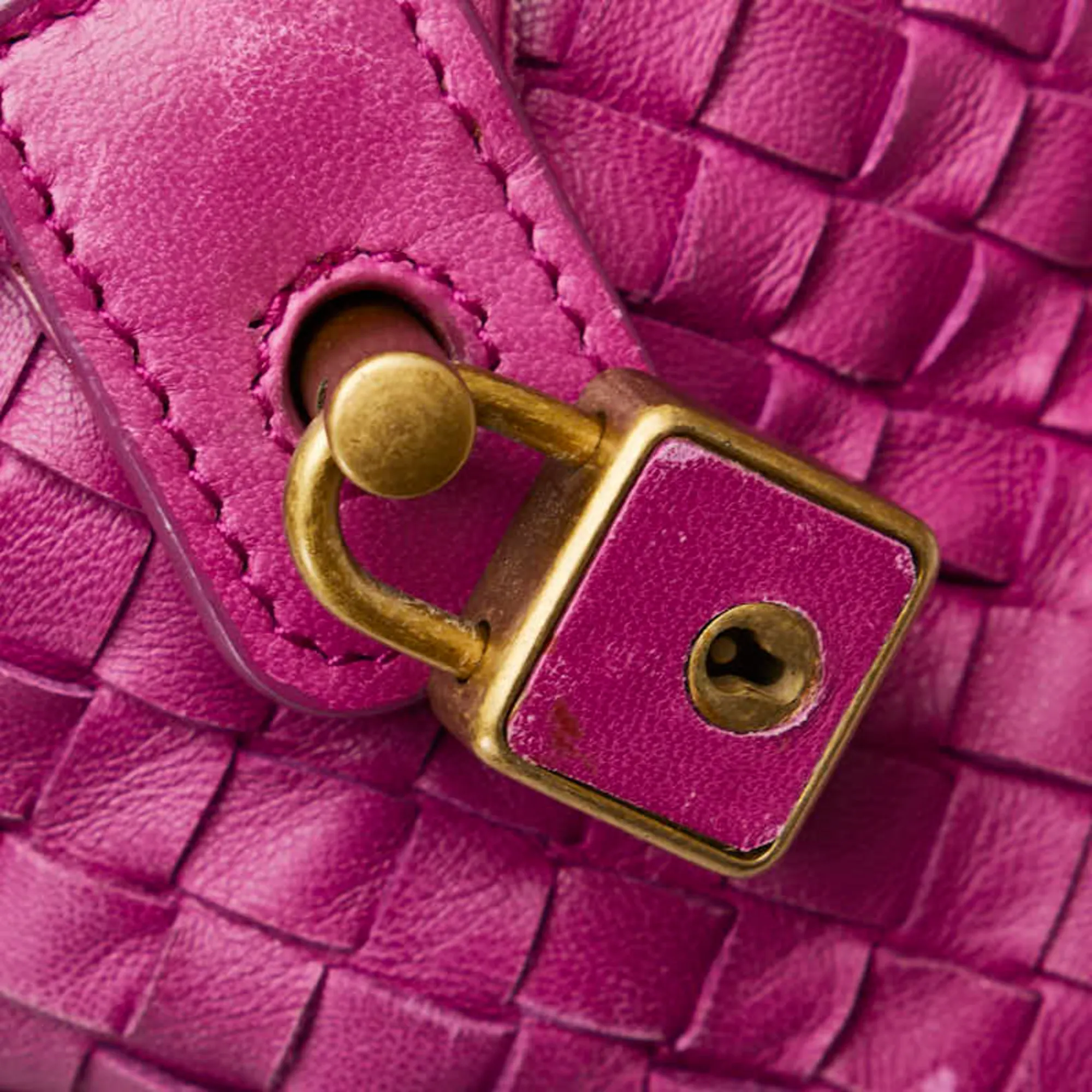 BOTTEGA VENETA Brown Leather Intrecciato Boston Bag