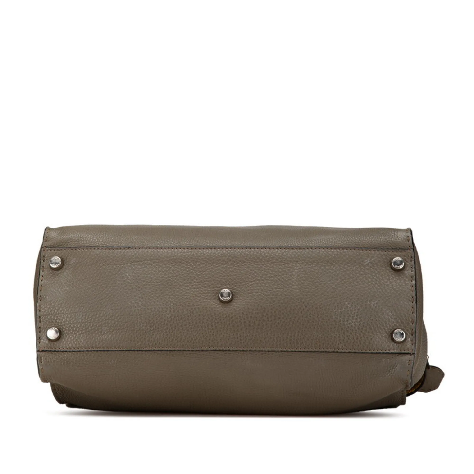 FENDI Green Leather Peekaboo Shoulder Bag