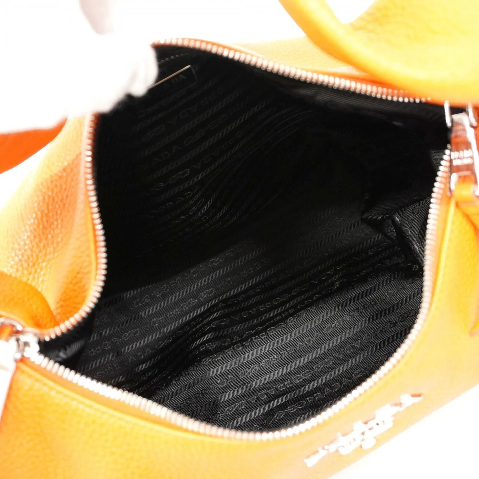 PRADA Orange Leather Shoulder Bag