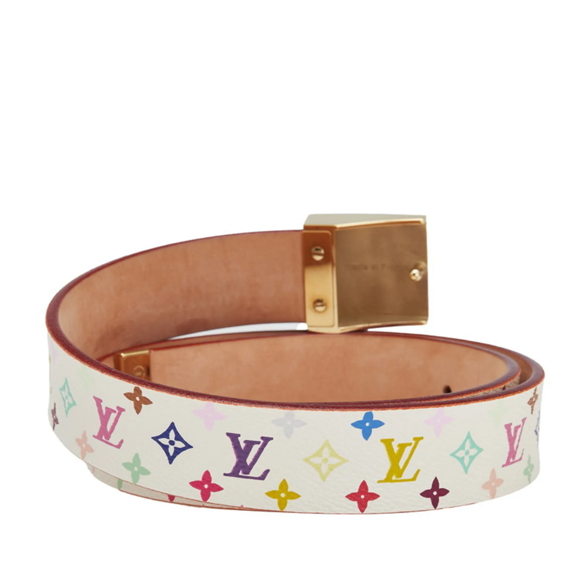 LOUIS VUITTON White Monogram Leather Belt