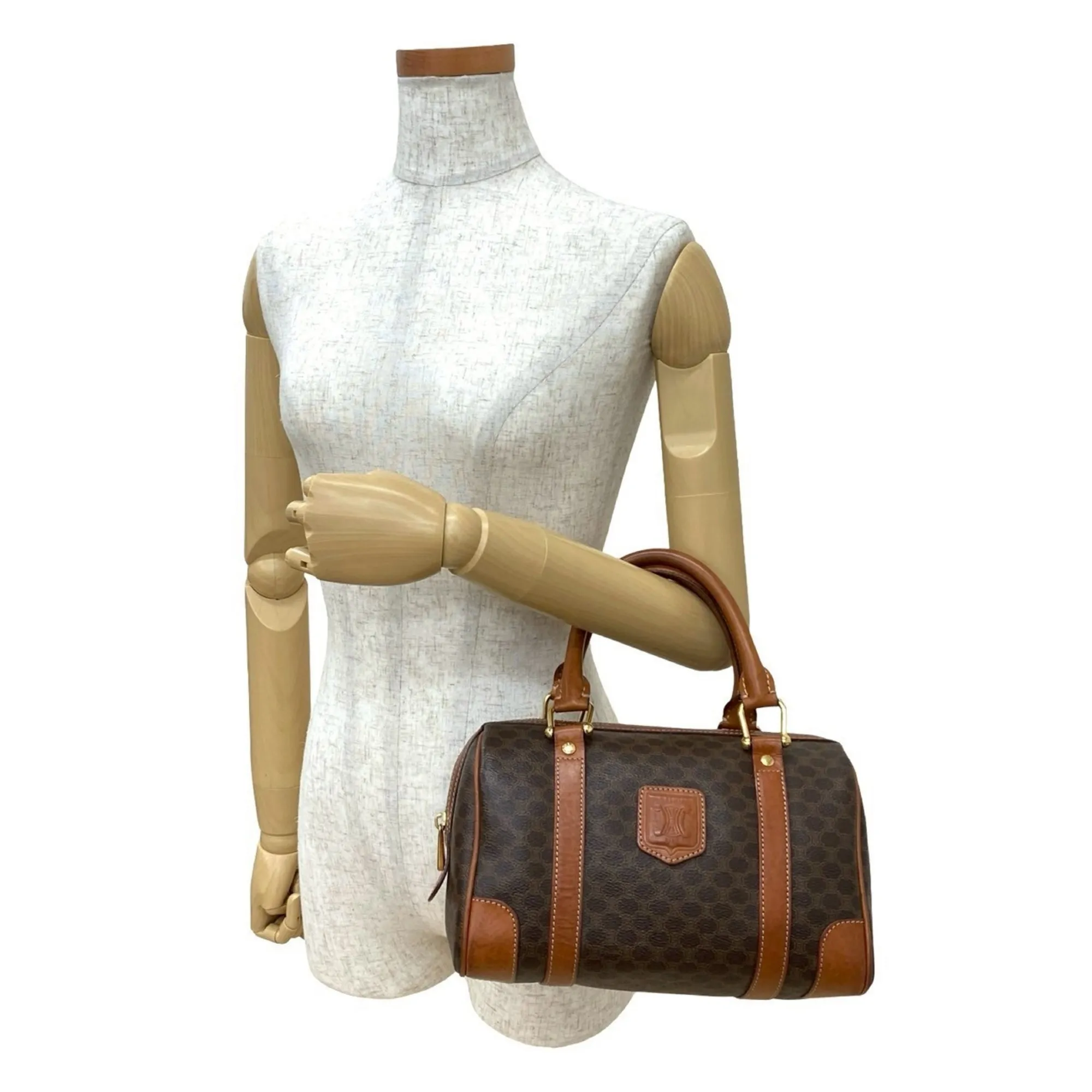 CELINE Brown Leather Boston Bag