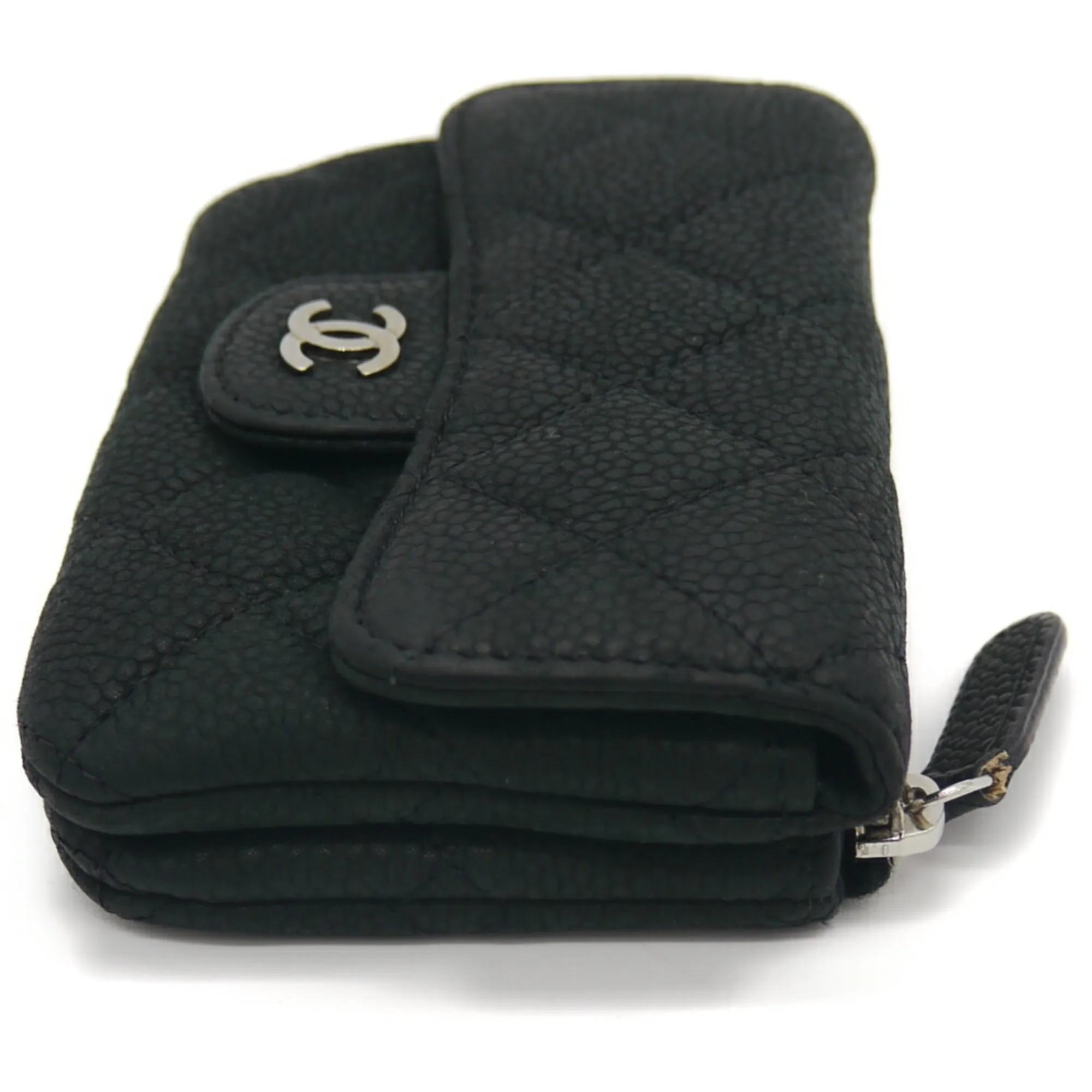 CHANEL Black Caviar Leather Logo Wallet