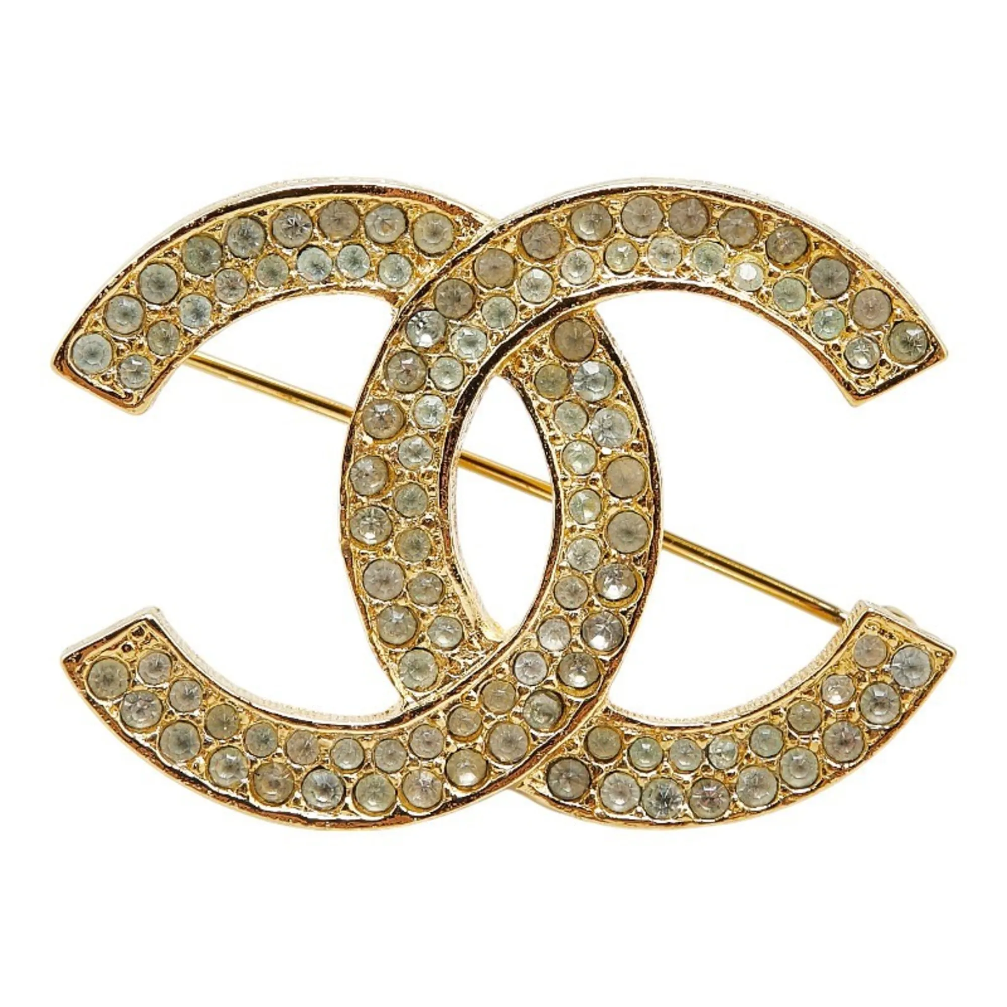 CHANEL Gold Logo Brooch