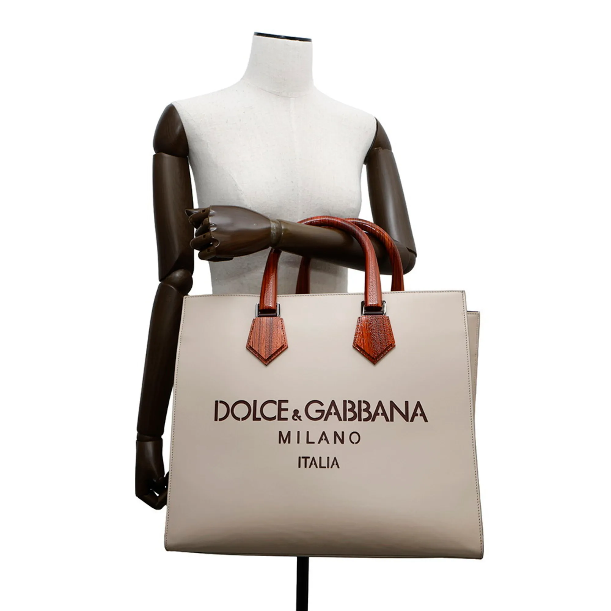 DOLCE & GABBANA White Leather Tote Bag
