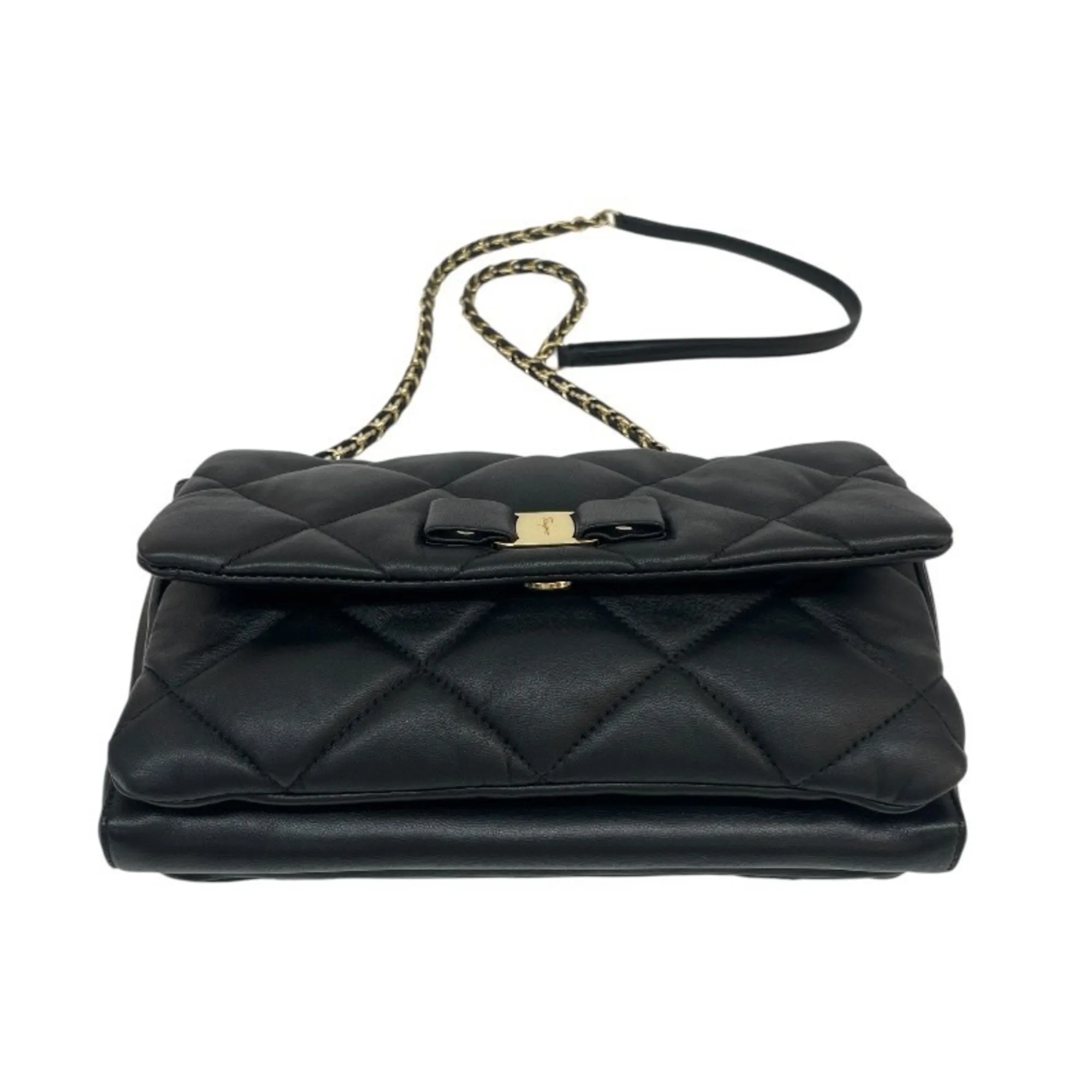 SALVATORE FERRAGAMO Black Leather Shoulder Bag