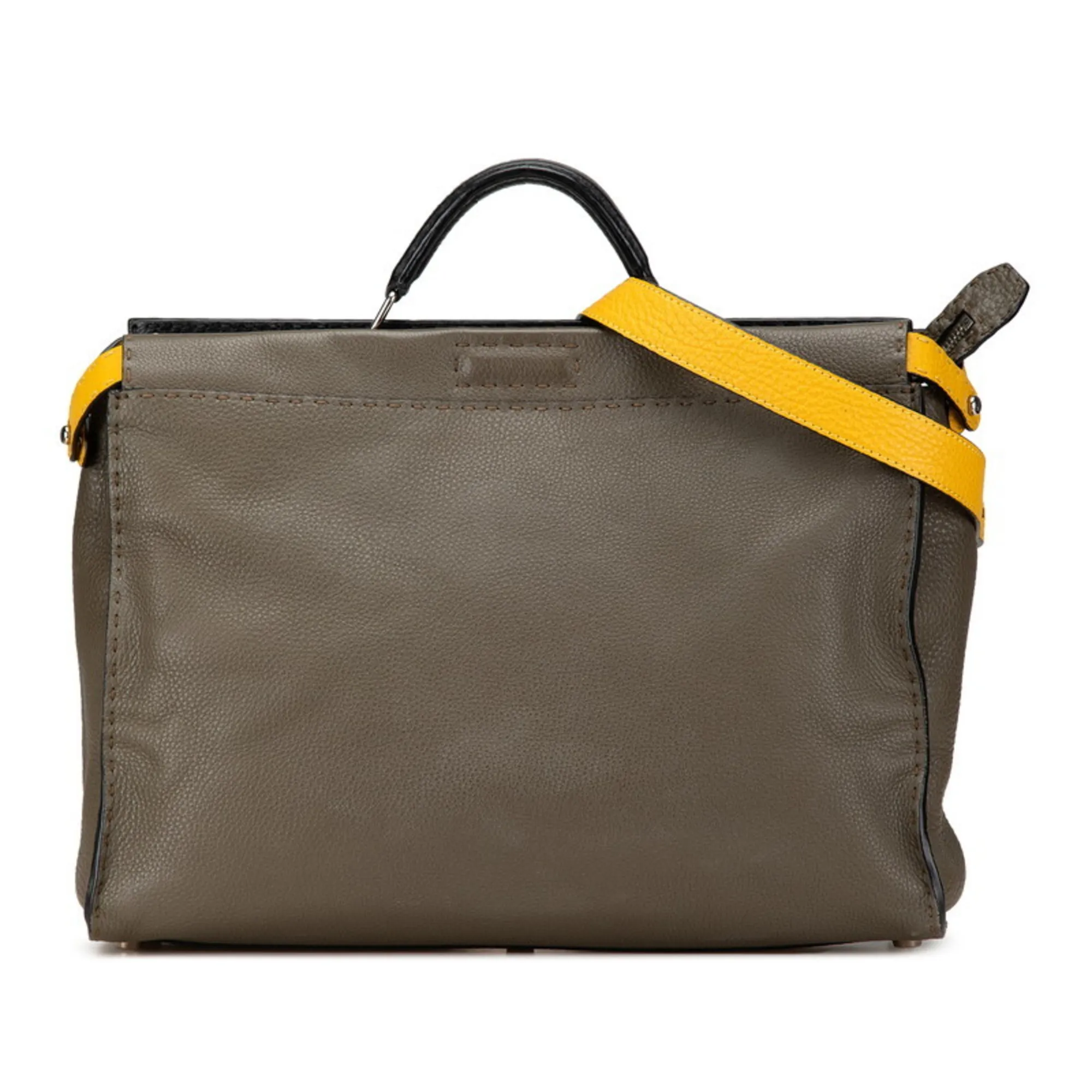 FENDI Green Leather Peekaboo Shoulder Bag