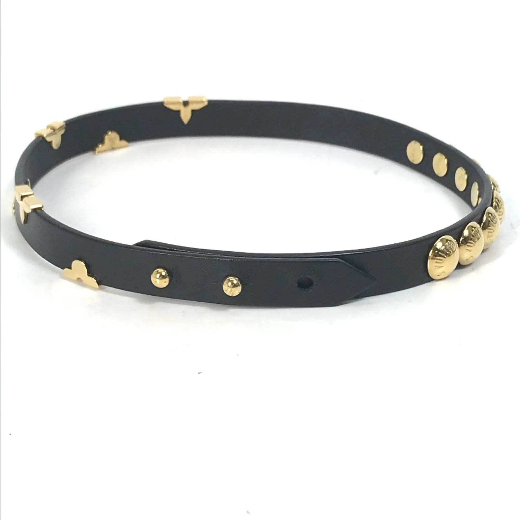 LOUIS VUITTON Black Monogram Leather Charm Bracelet