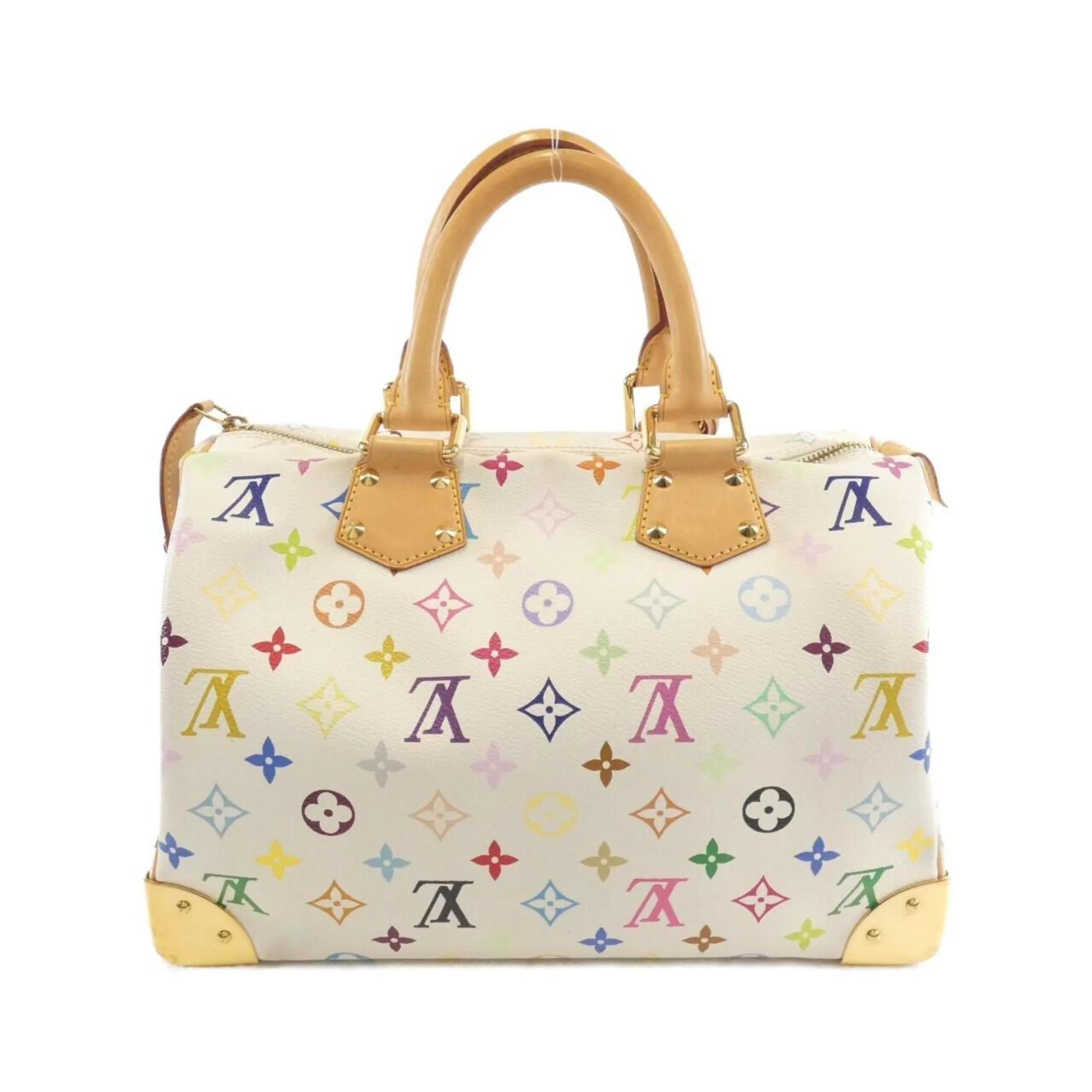 LOUIS VUITTON White Speedy 30 Boston Bag