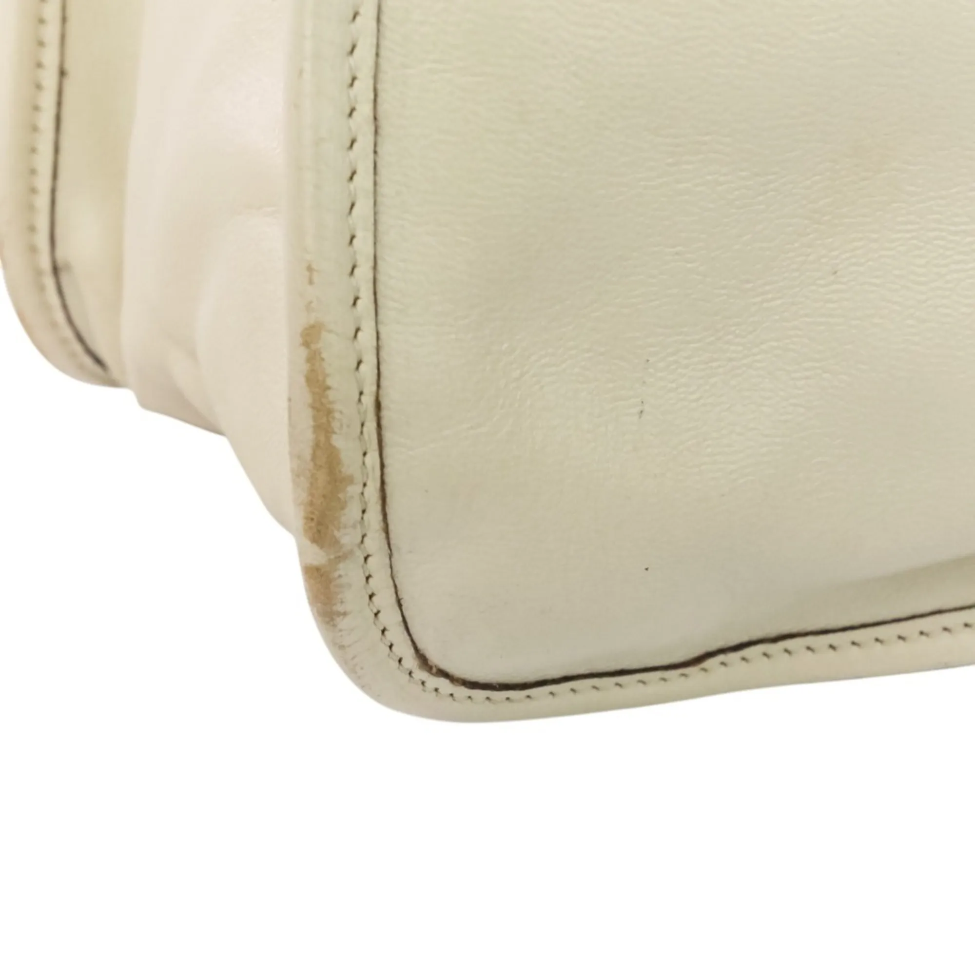 GUCCI White Leather Horsebit Tote Bag