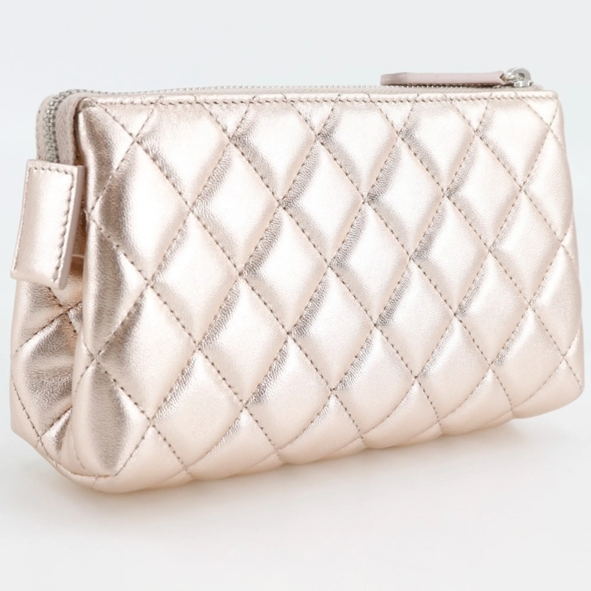 CHANEL Pink Lambskin Leather Pouch