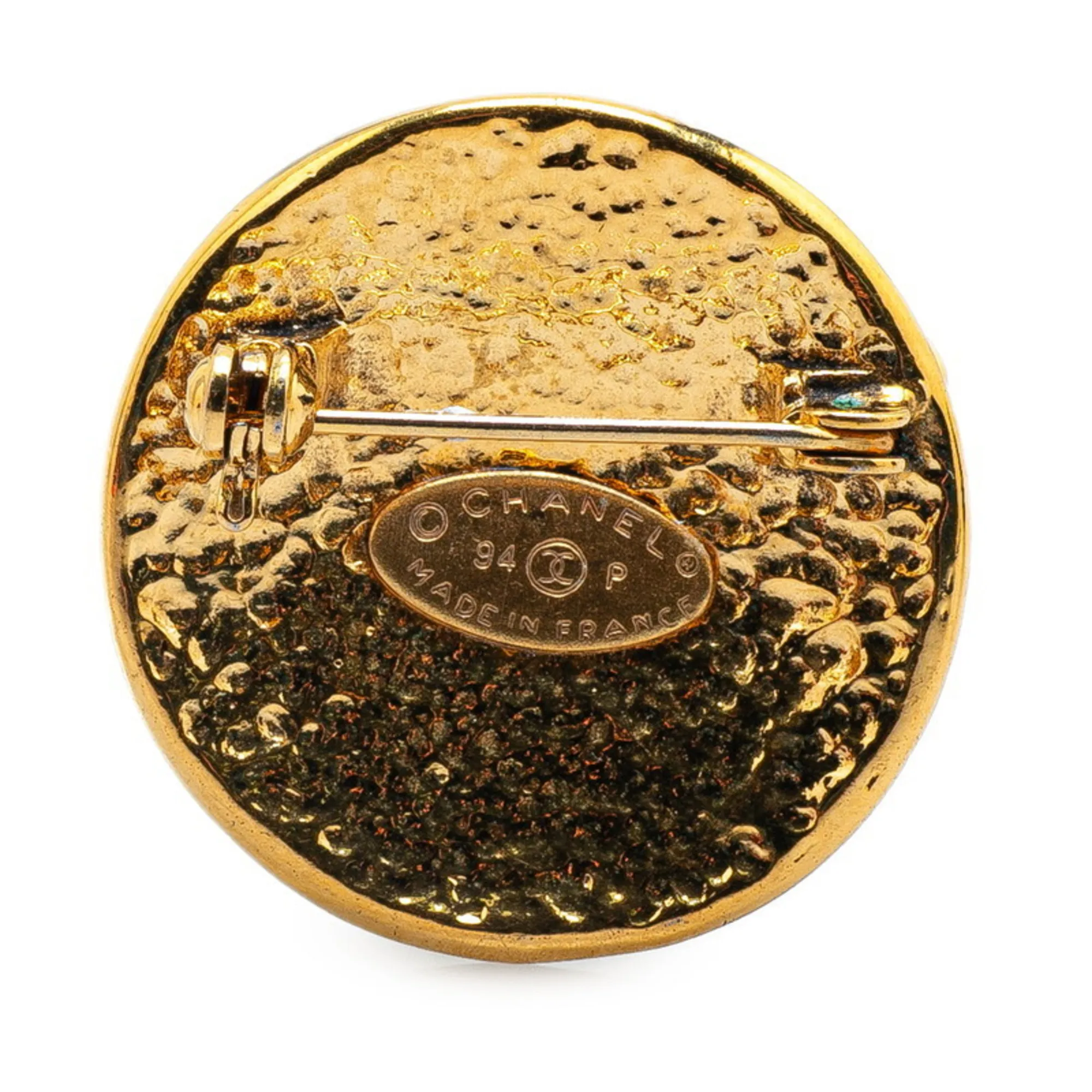 CHANEL Vintage Gold Logo Brooch